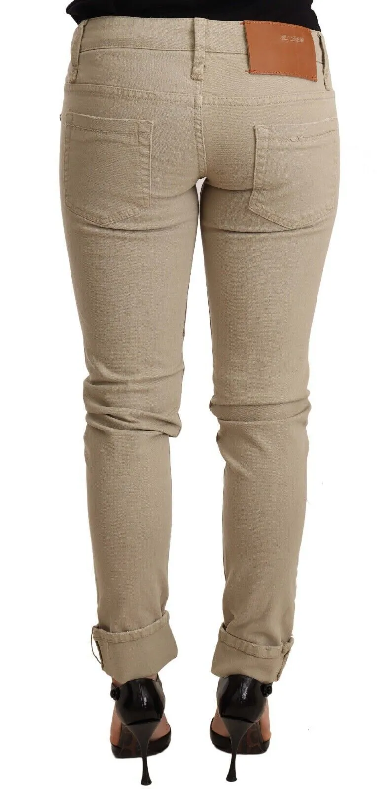 Acht  blue Cotton Bottom Slim Fit Folded Women's Pant