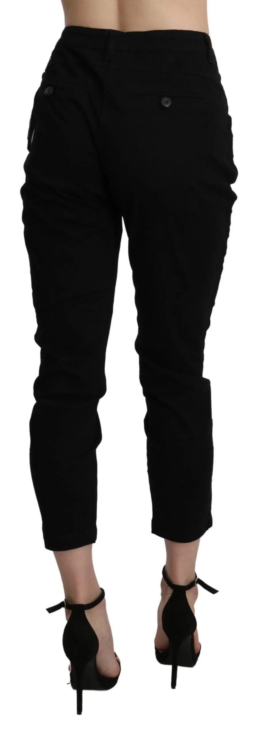 Acht  High Waist Skinny Cropped Cotton Capri Women's Pant