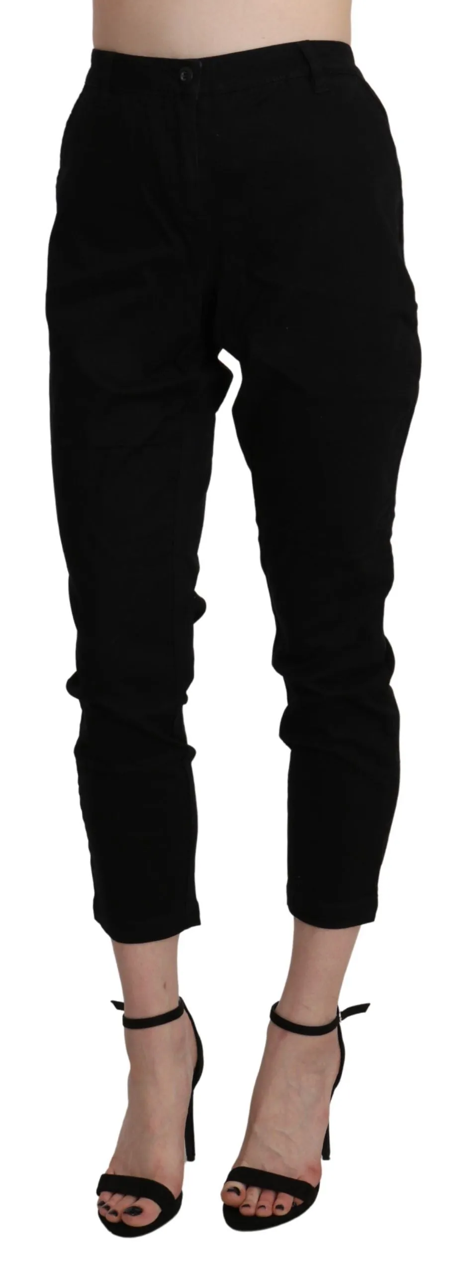 Acht  High Waist Skinny Cropped Cotton Capri Women's Pant