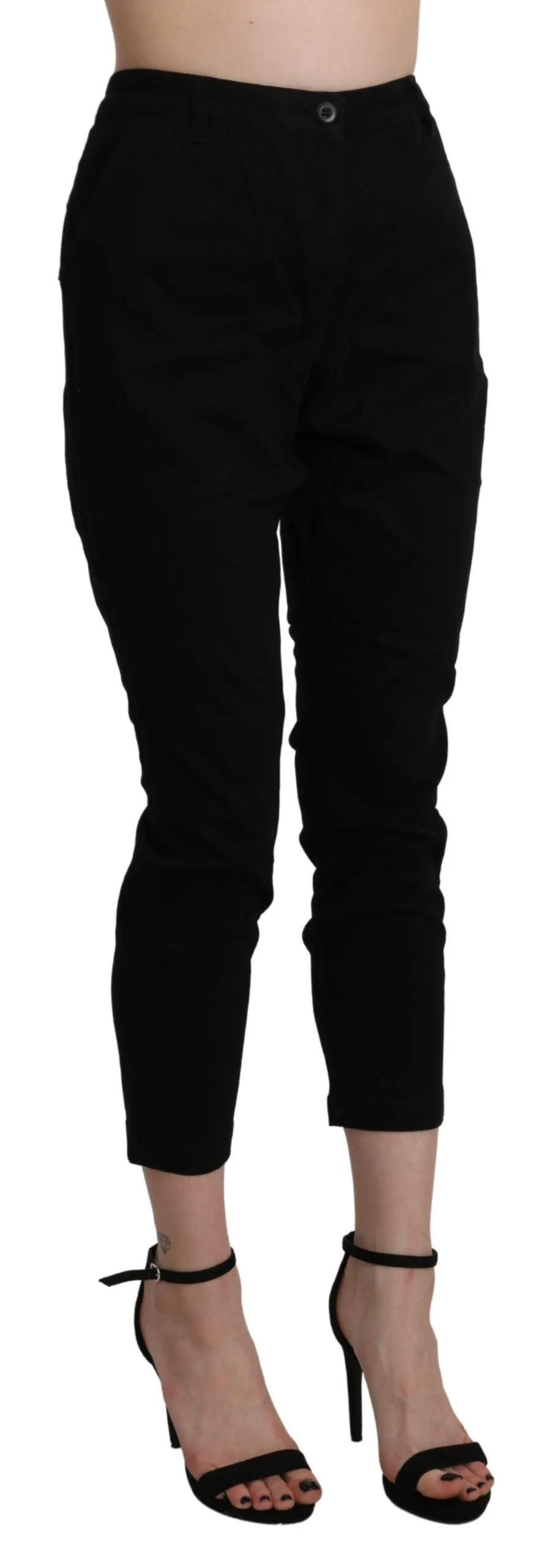 Acht  High Waist Skinny Cropped Cotton Capri Women's Pant