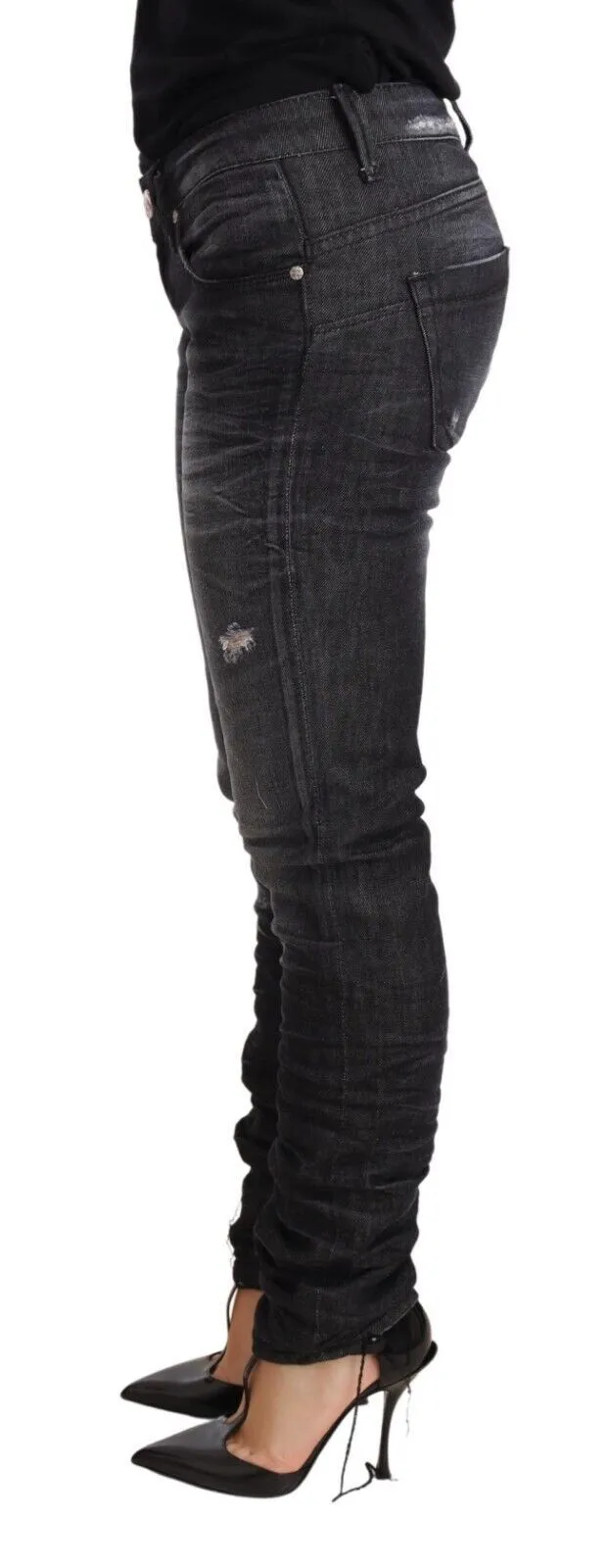 Acht  Washed Cotton Low Waist Skinny blue Trouser Women's Jeans