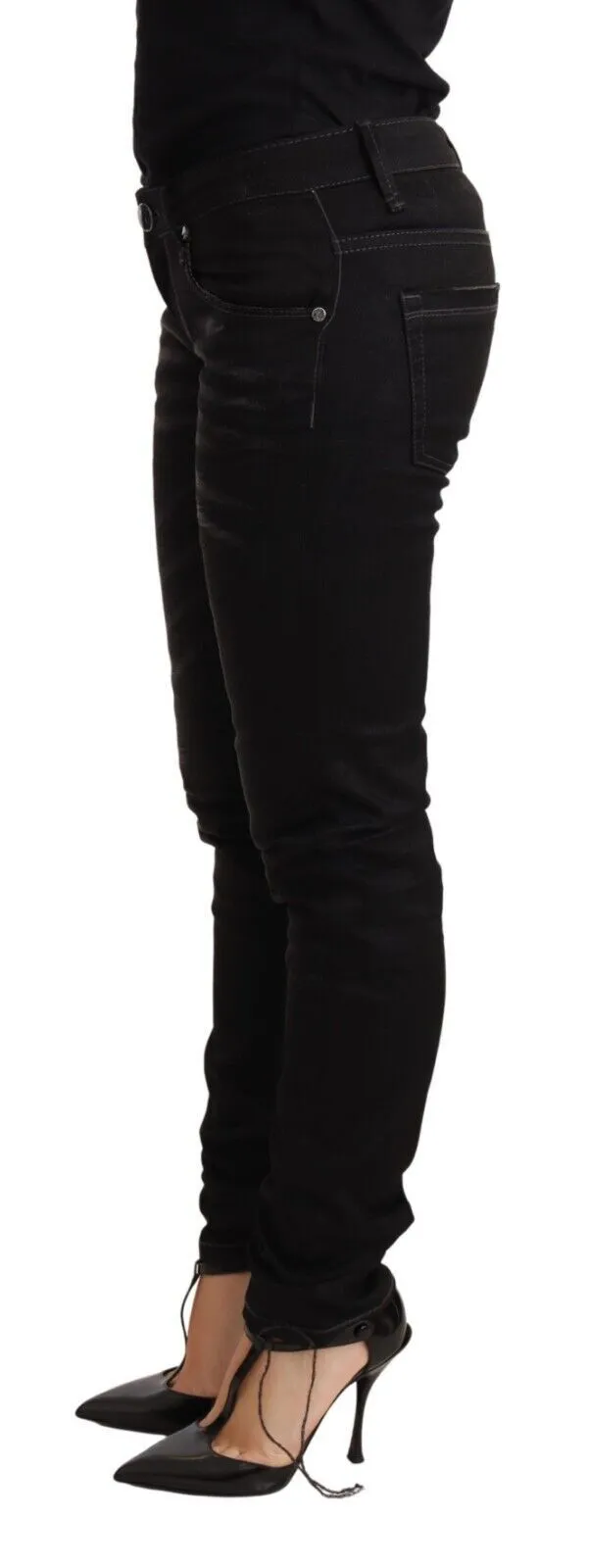 Acht  Washed Cotton Slim Fit blue Low Waist Trouser Women's Jeans