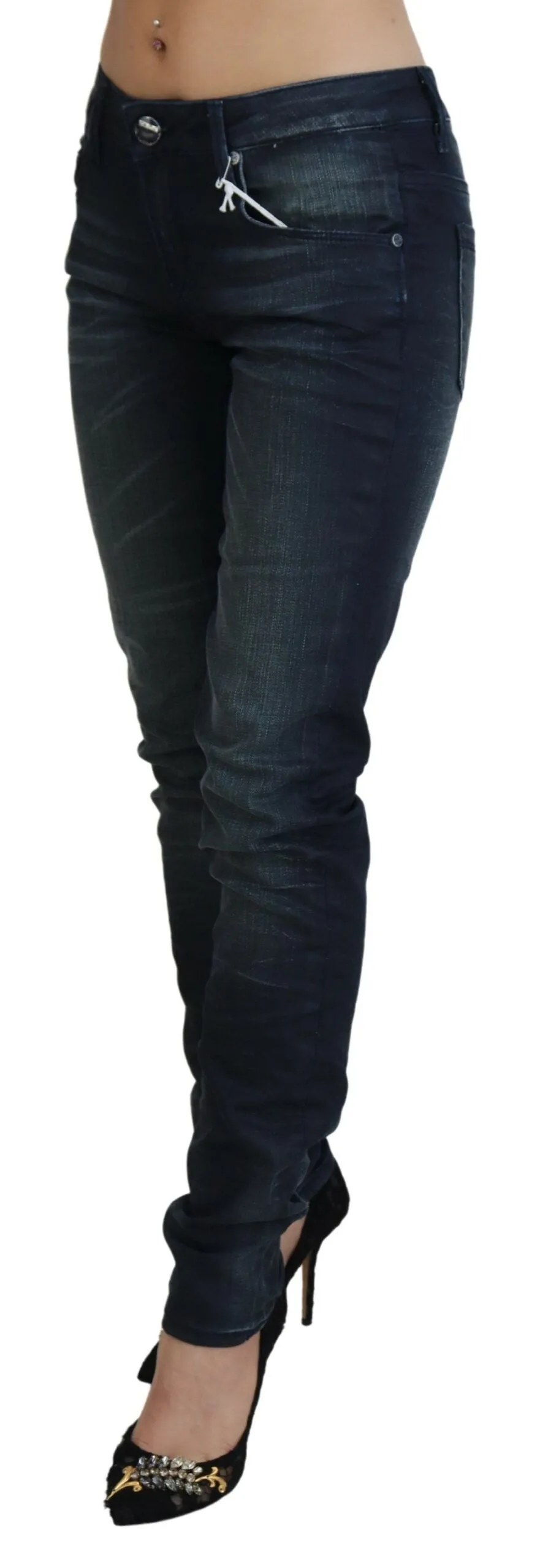 Acht  Washed Low Waist Slim Fit Cotton  Women's Jeans