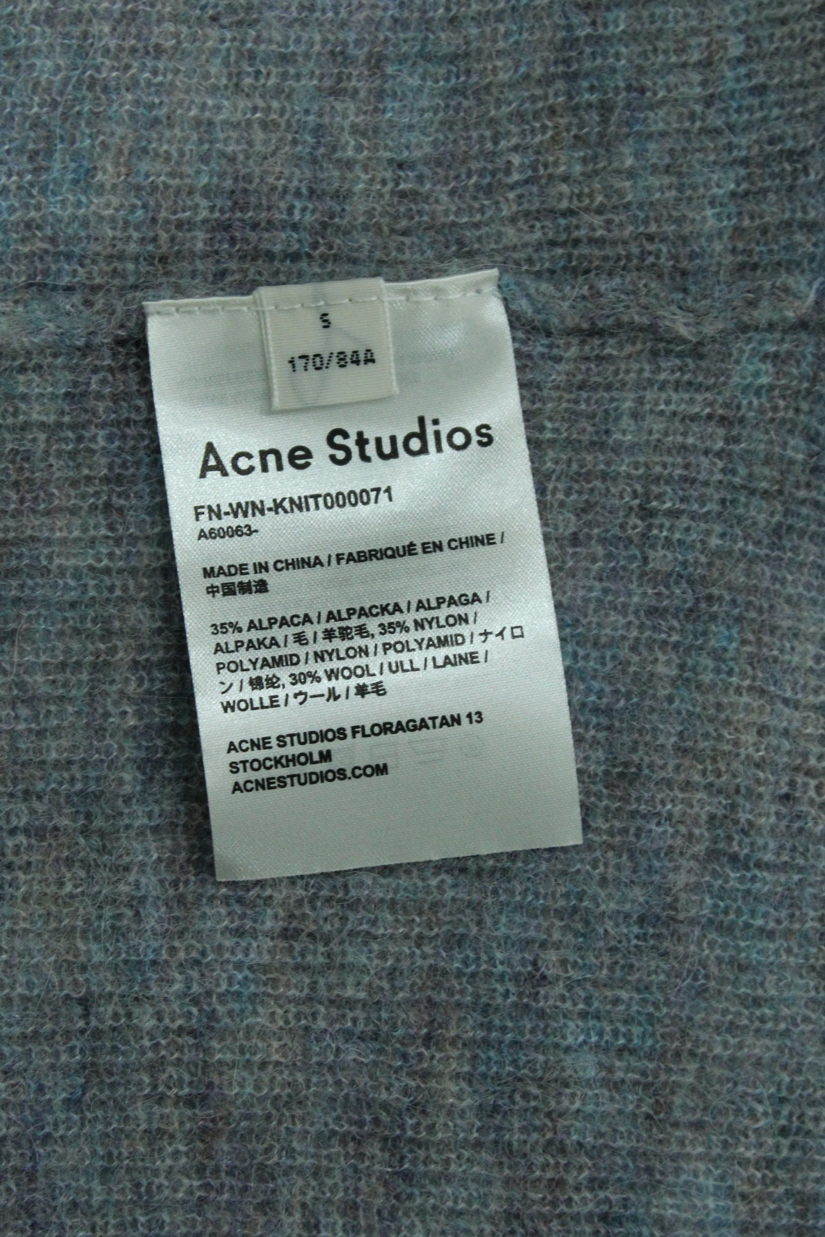Acne Studios Kianne Ribbed Cardigan in Grey Alpaca