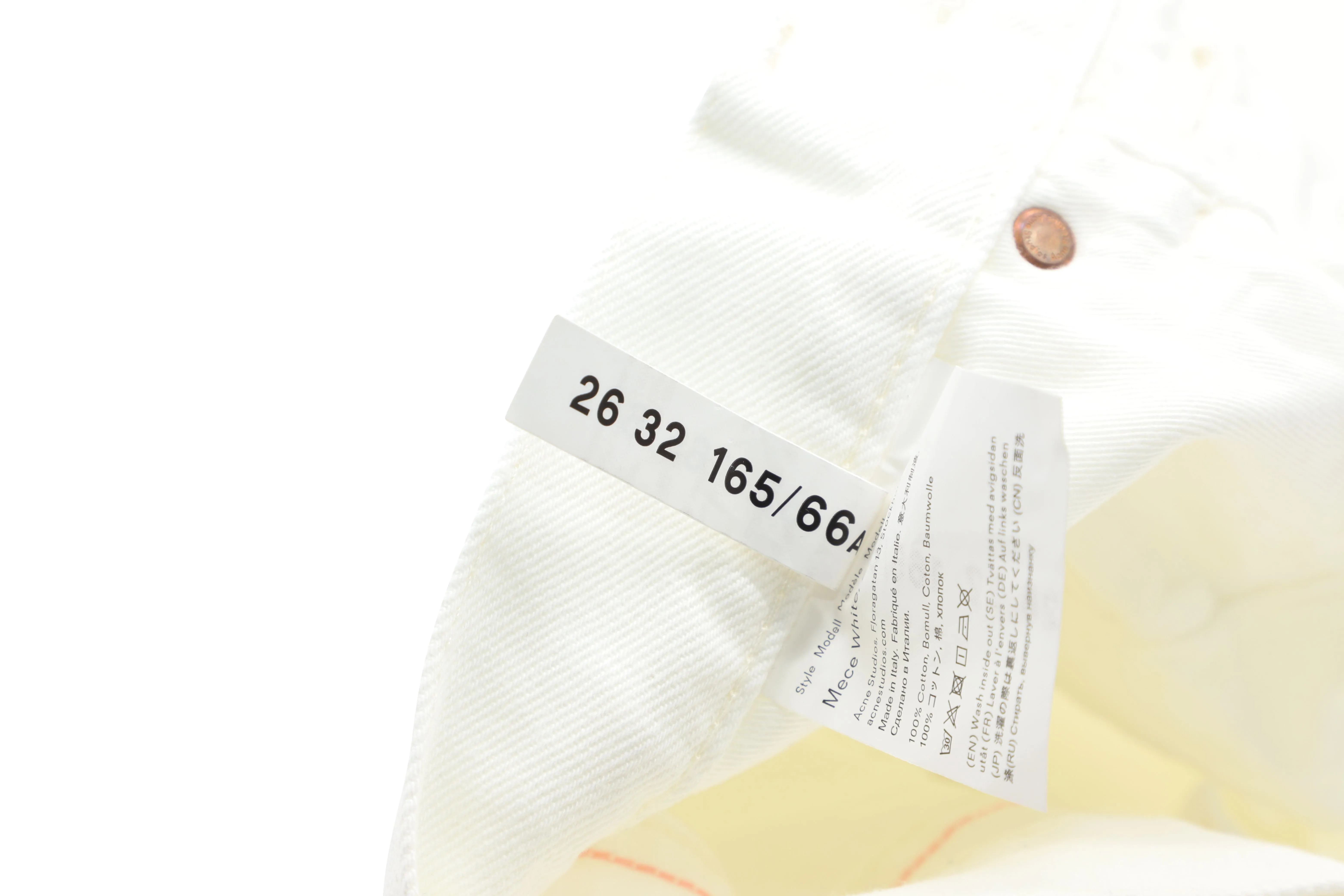 Acne Studios Straight Leg Jeans in White Cotton
