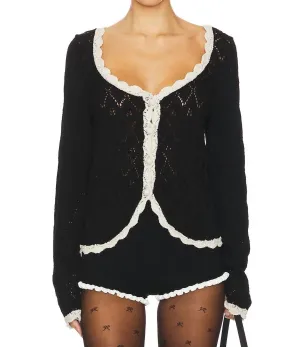 Adelene Cardi In Black Cream