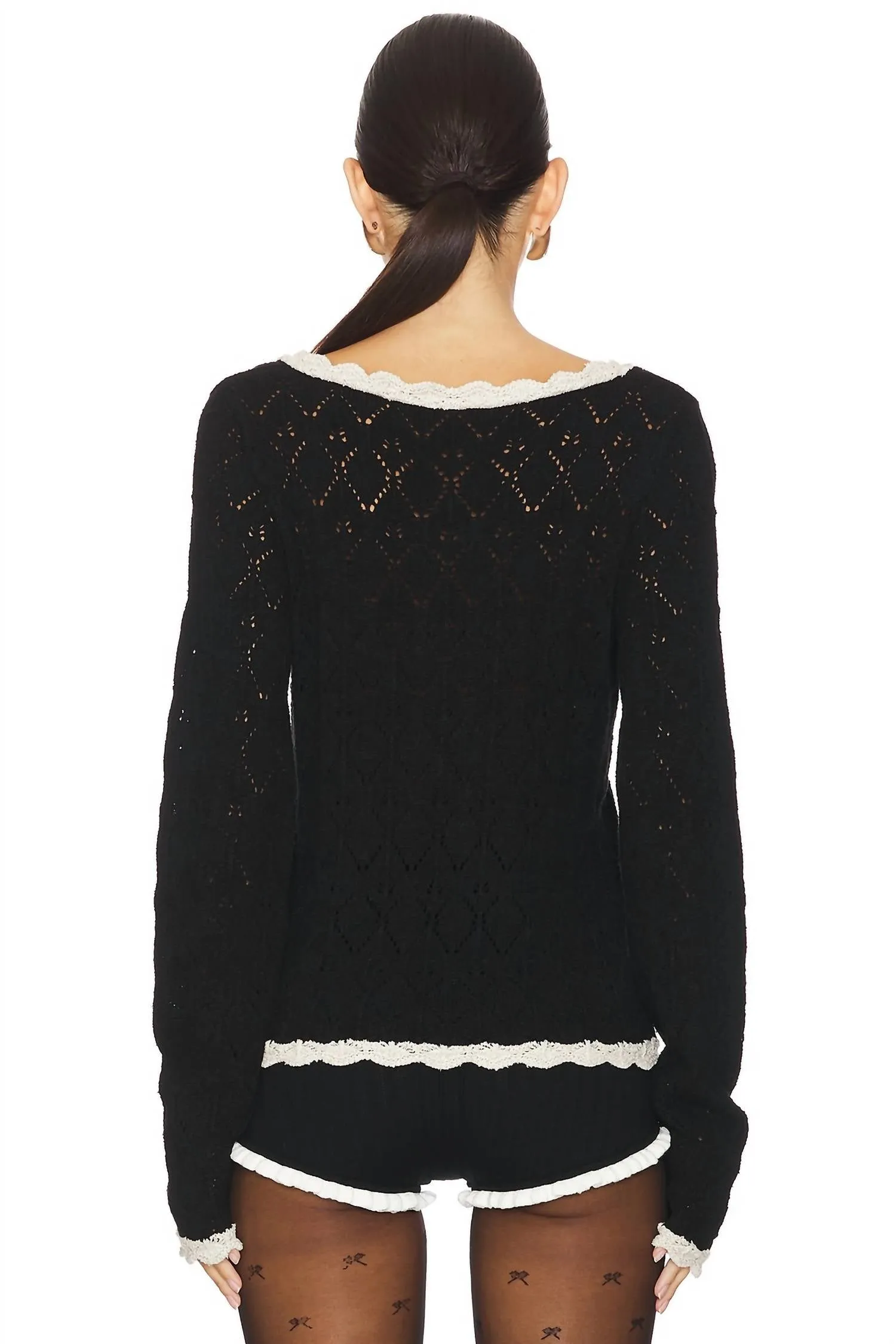 Adelene Cardi In Black Cream