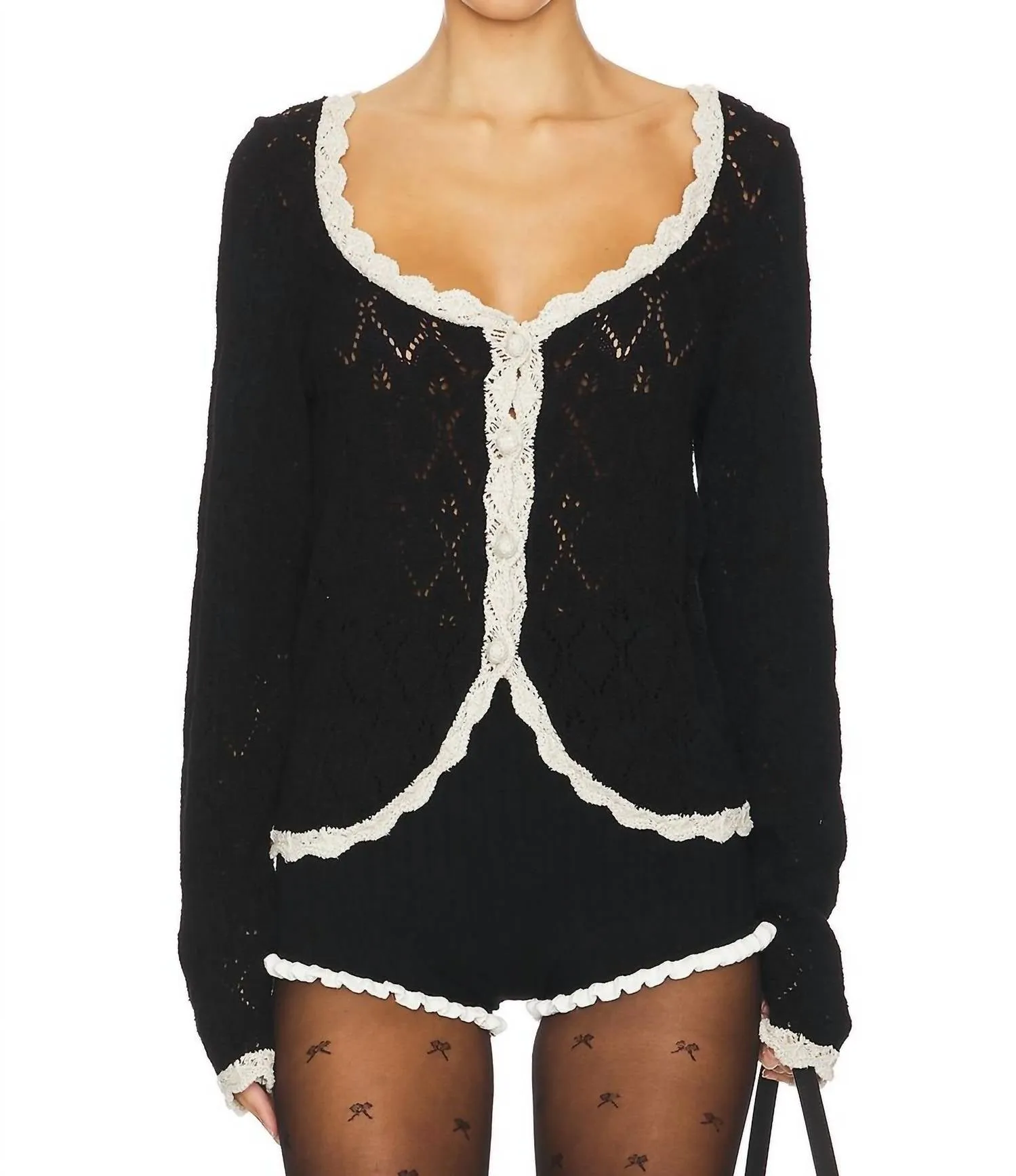Adelene Cardi In Black Cream