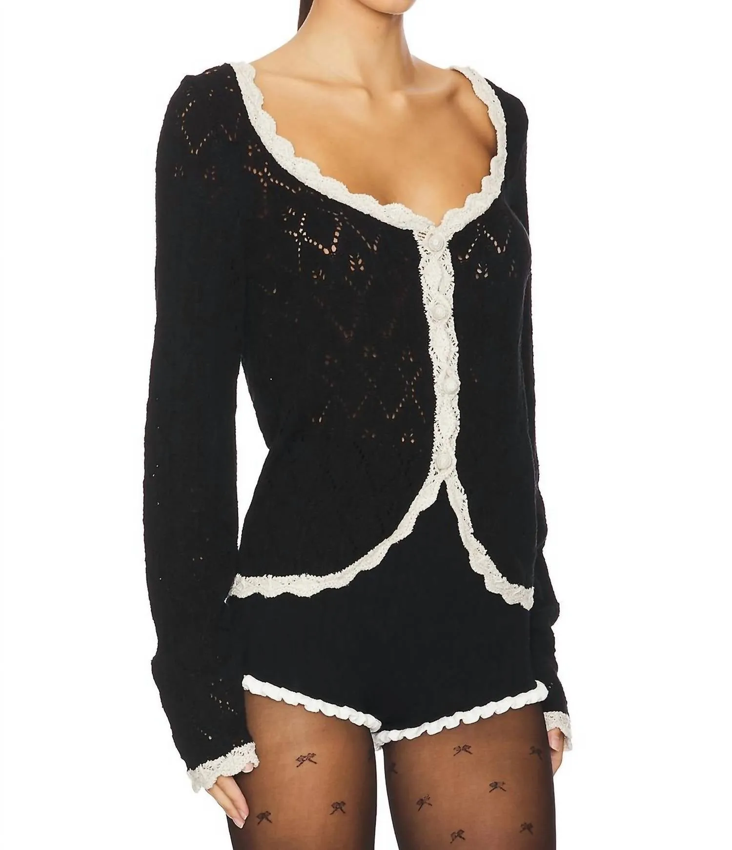 Adelene Cardi In Black Cream