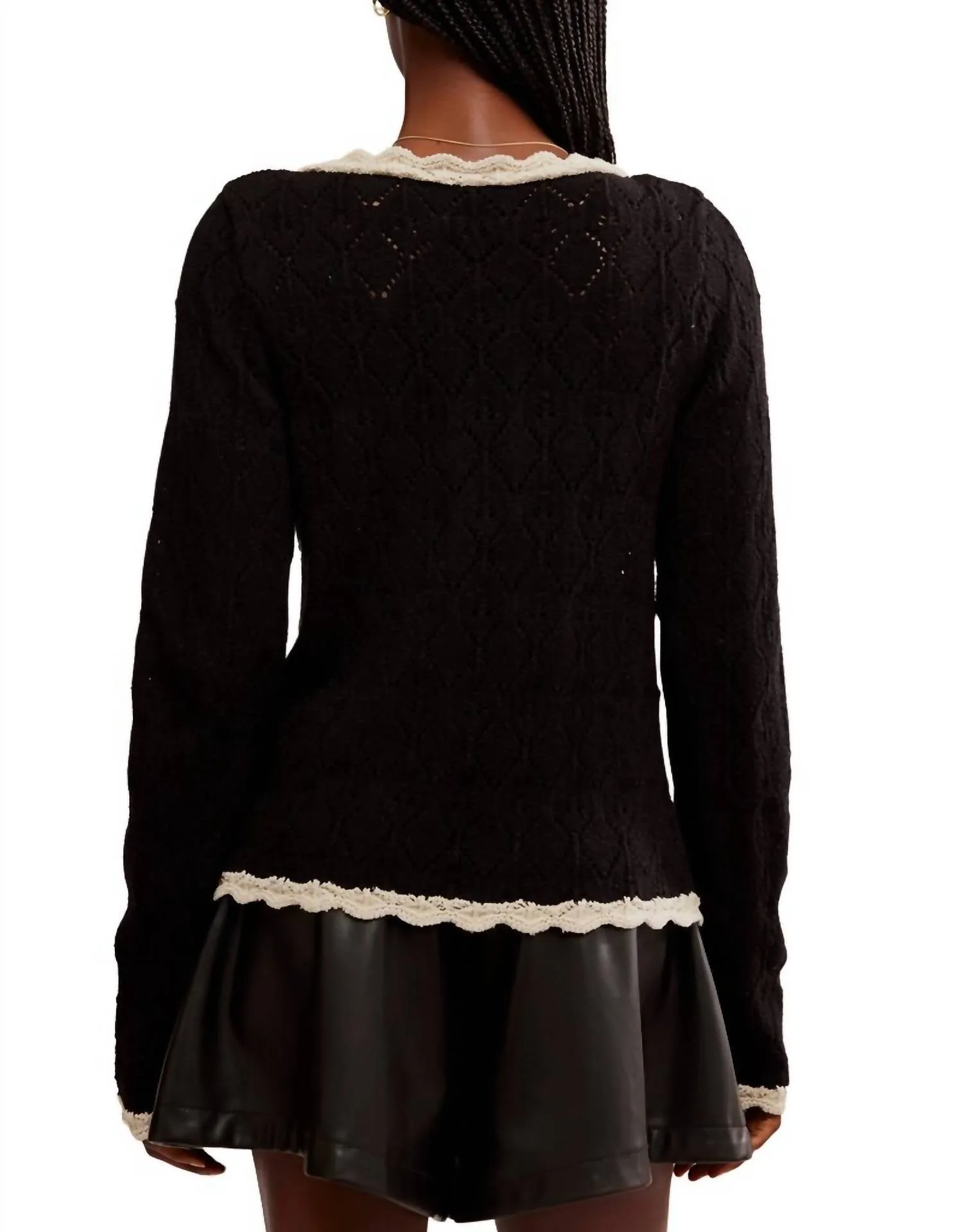 Adelene Cardigan In Black Cream Combo