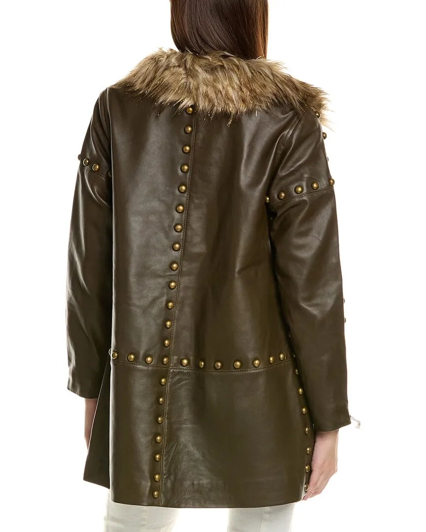 Adrienne Landau Serpentine Leather Jacket