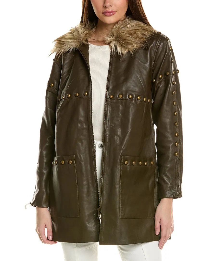 Adrienne Landau Serpentine Leather Jacket