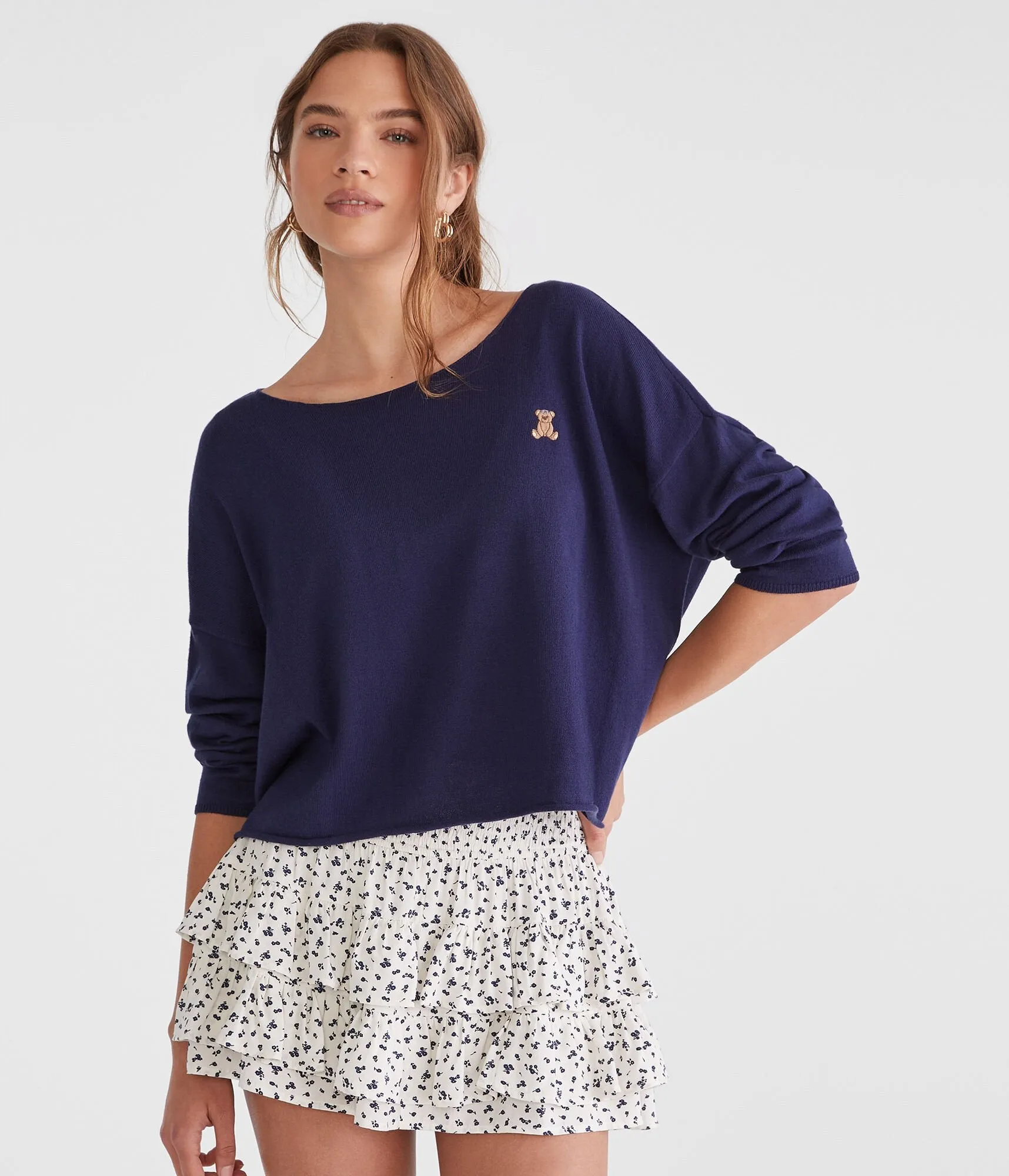Aeropostale Teddy Bear Slash-Neck Sweater