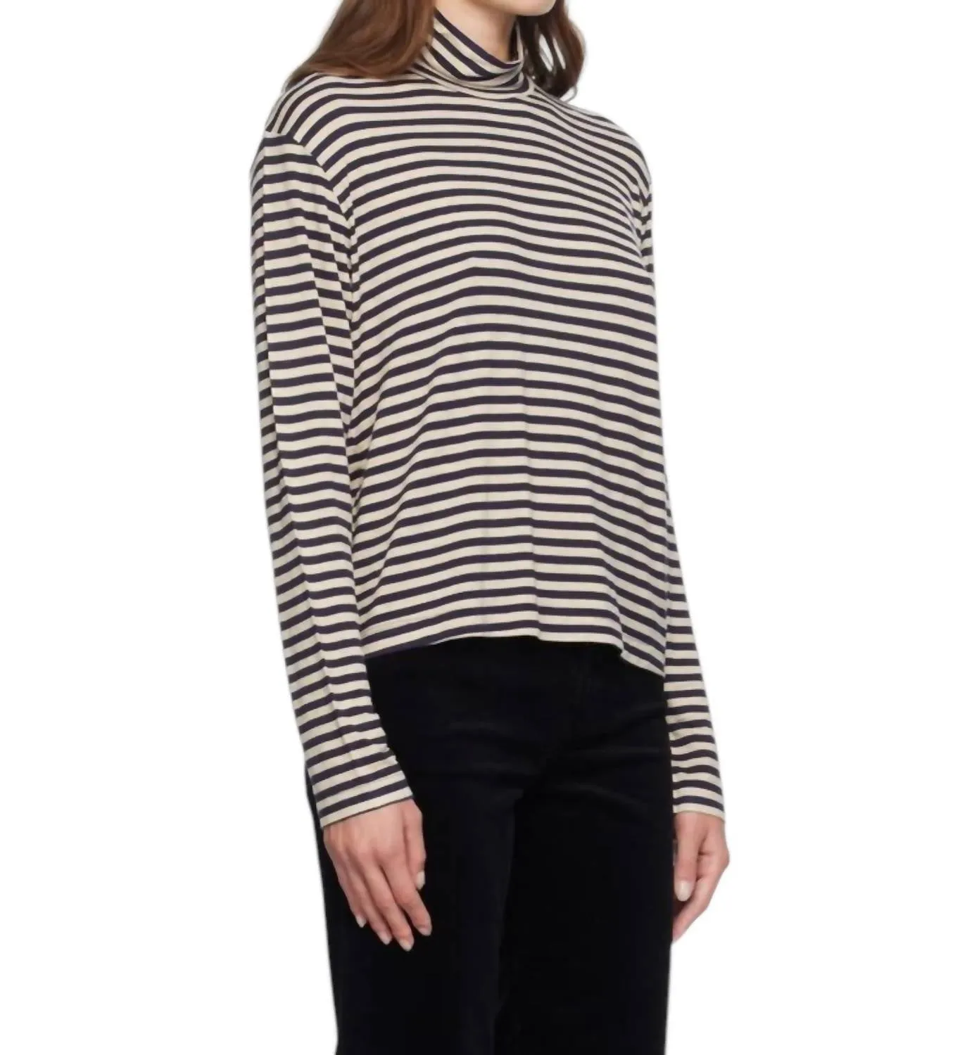 Alexandra Turtleneck Sweater In Navy Stripe