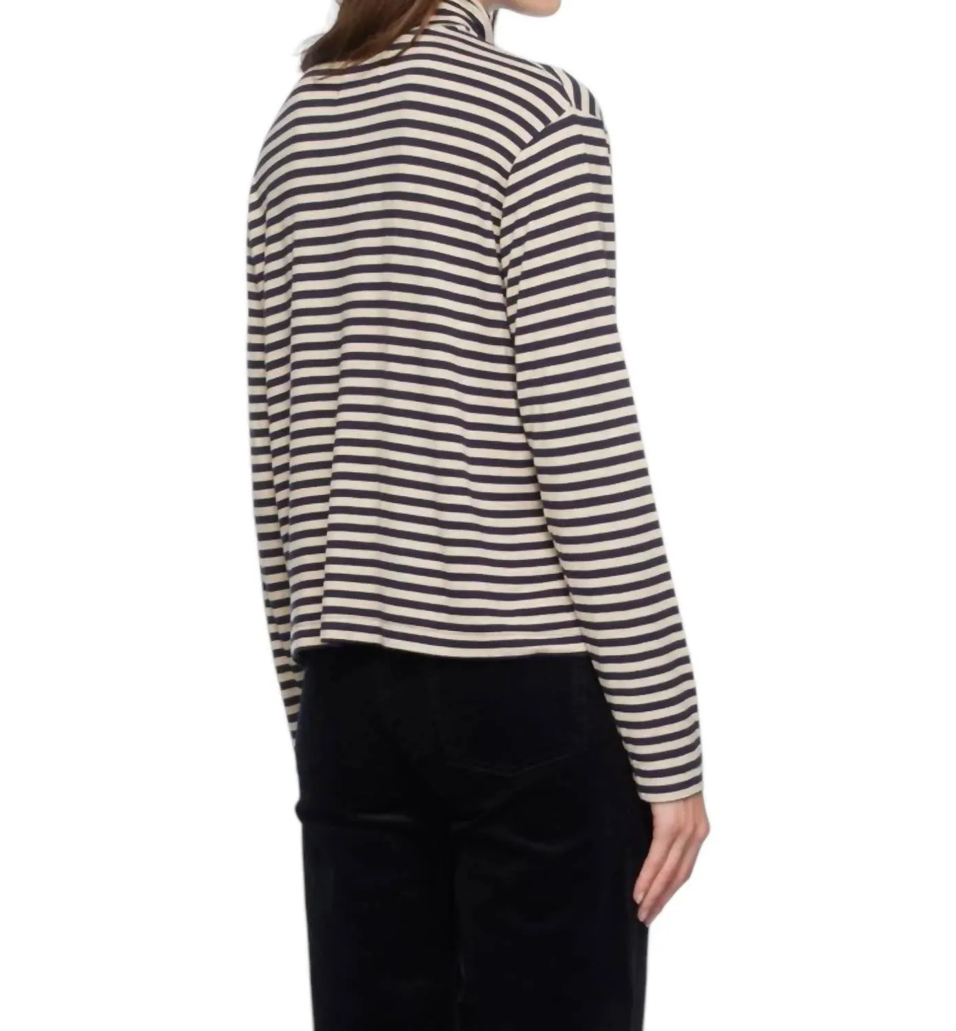 Alexandra Turtleneck Sweater In Navy Stripe