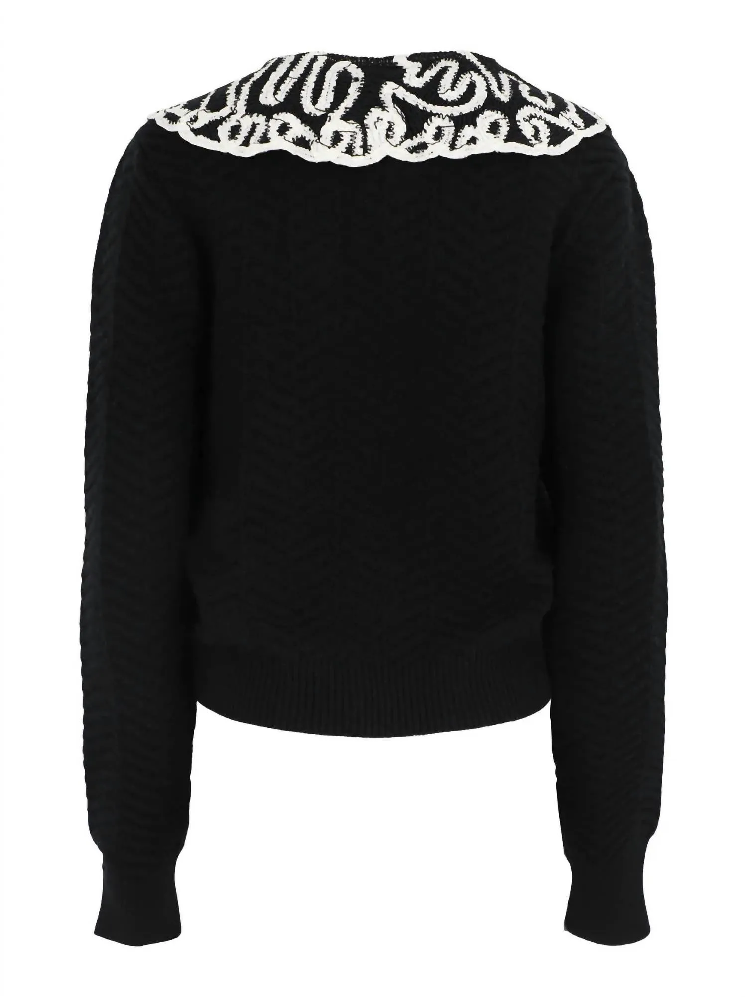 Alice Embroidery Battenberg Cardigan In Black