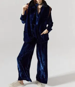 Alice Velvet Vest In Navy