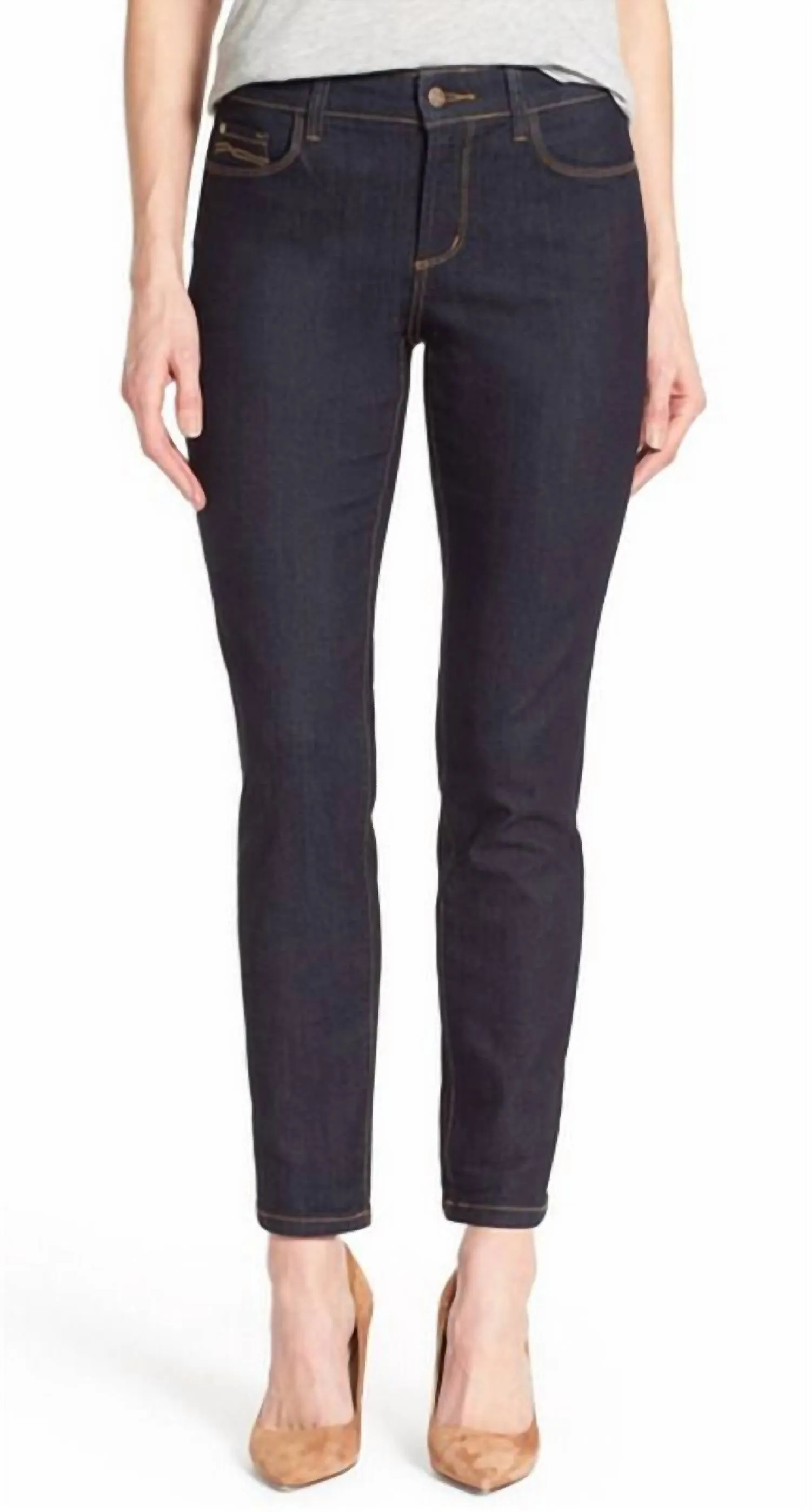 Alina Stretch Dk Enzyme Skinny Ankle Jeans In Blue
