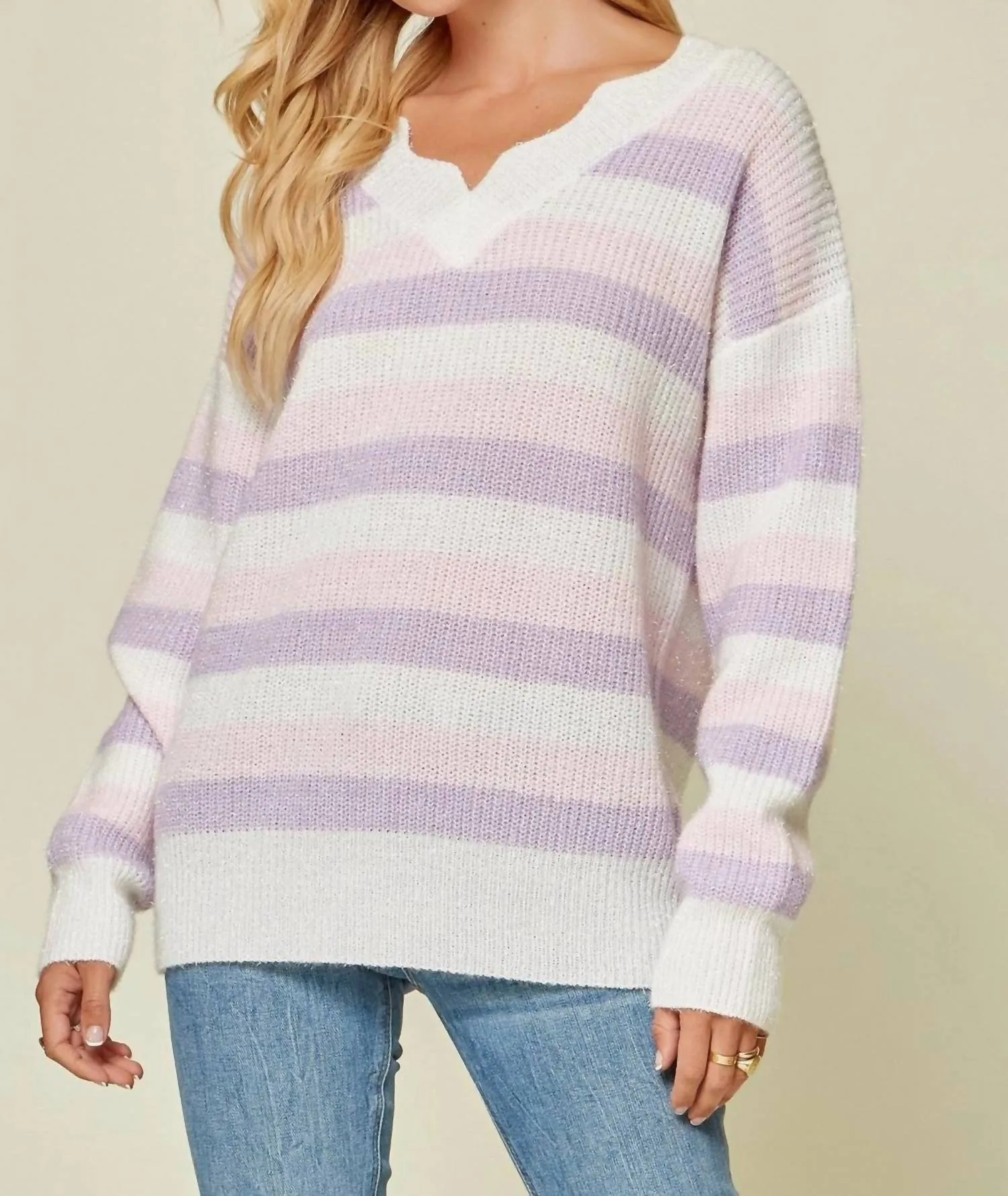 All Over Striped Sweater In Multi
