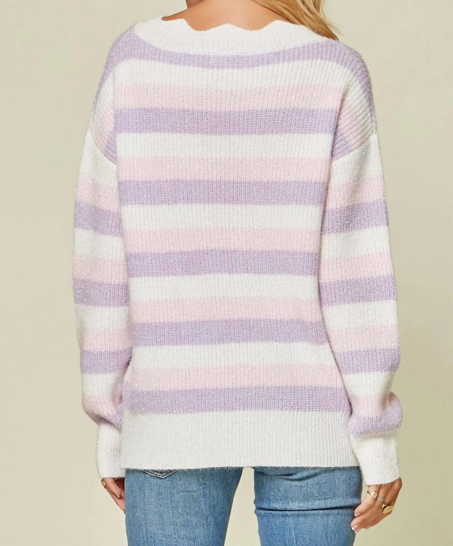 All Over Striped Sweater In Multi