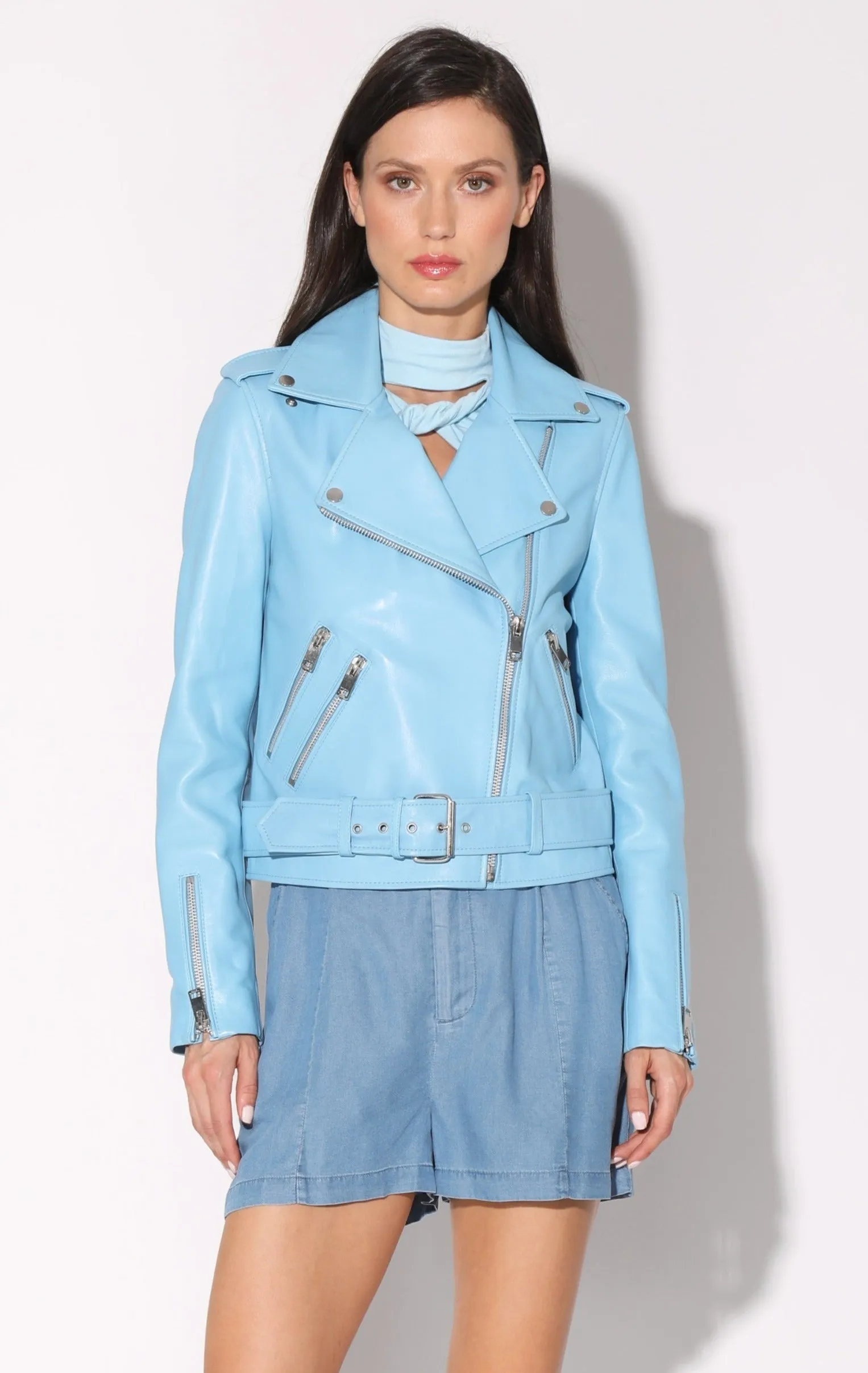 Allison Jacket, Sky Blue - Leather
