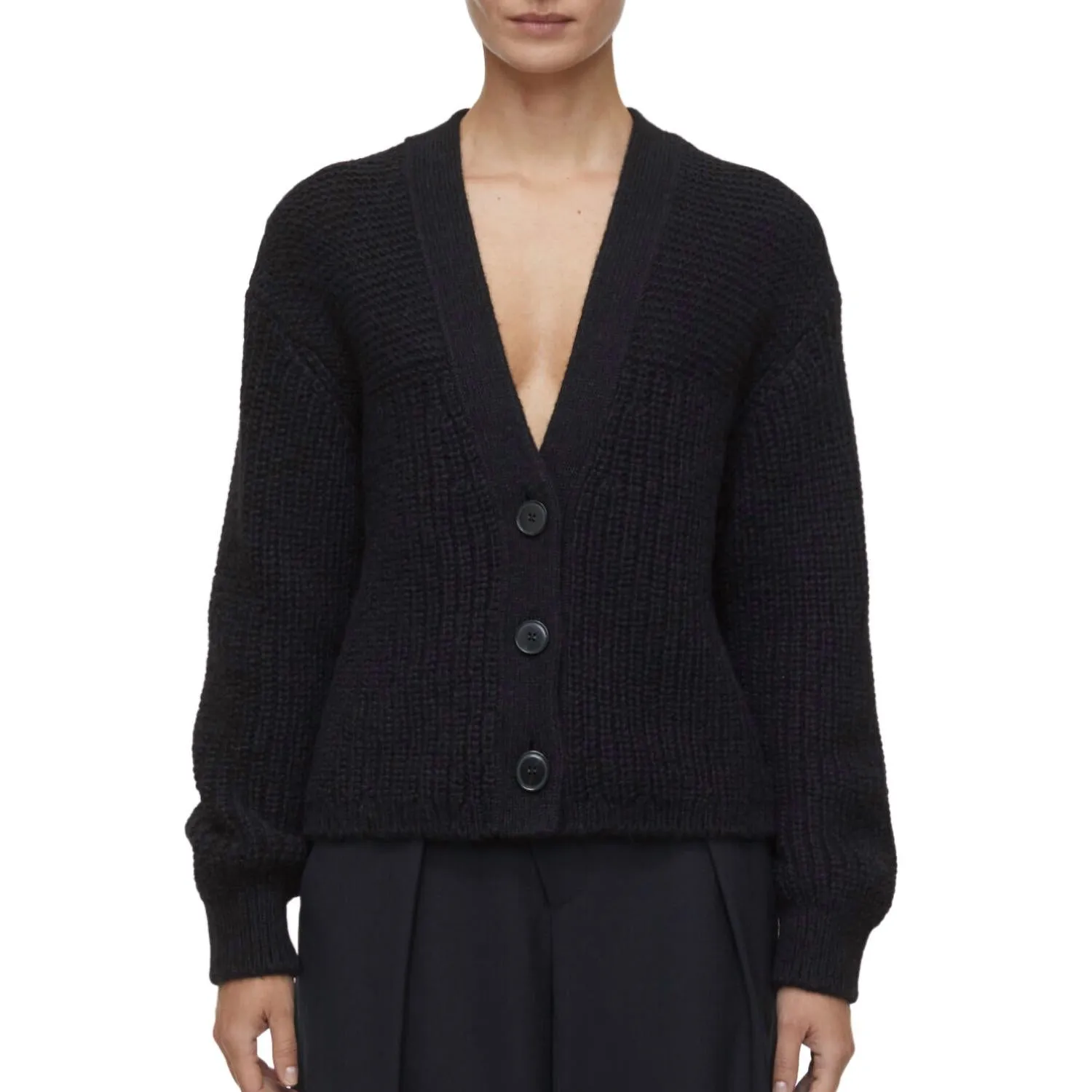 Alpaca Mix Cardigan In Black