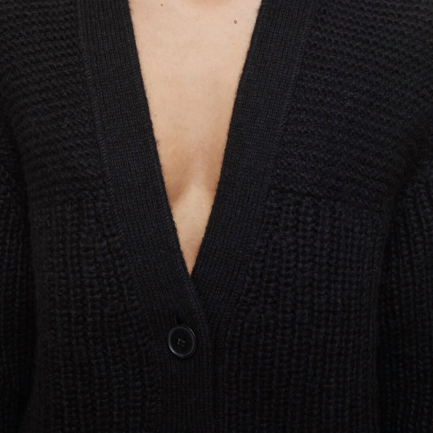Alpaca Mix Cardigan In Black