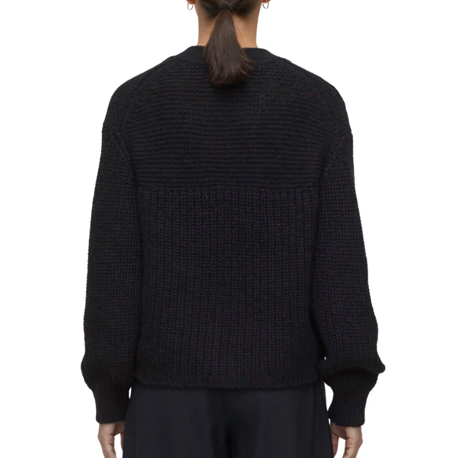 Alpaca Mix Cardigan In Black