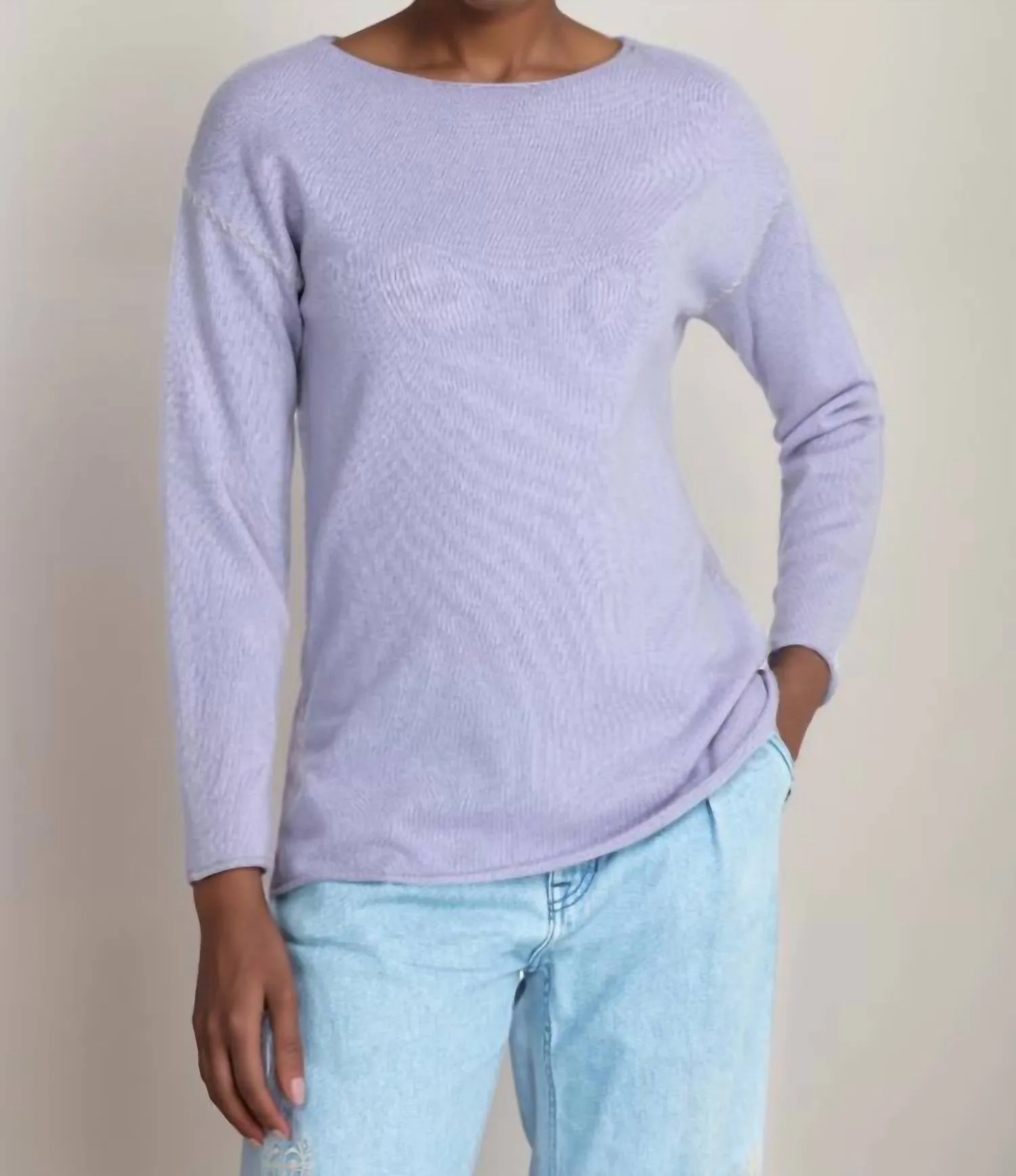 Amber Stitched Pullover In Lilac