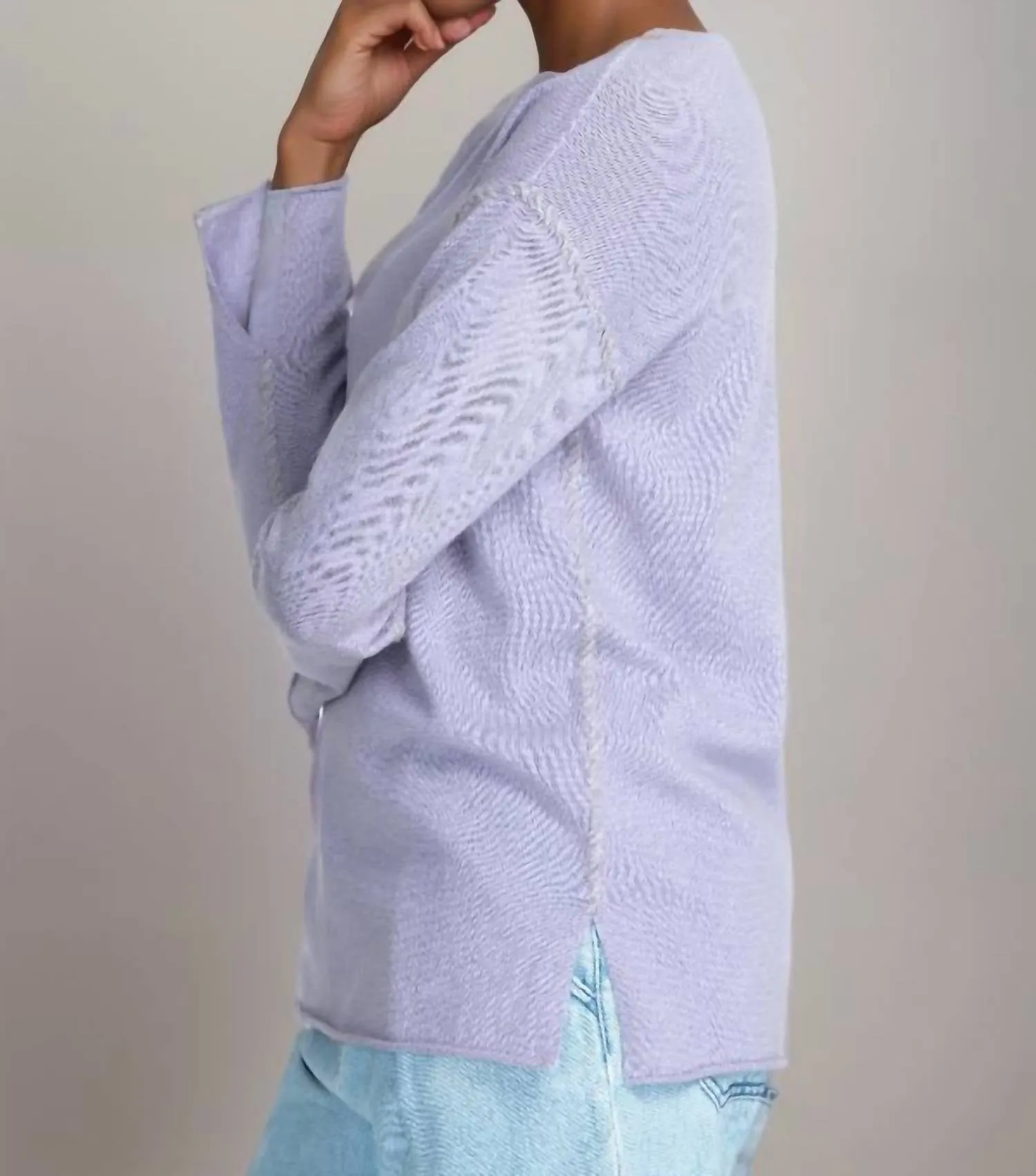 Amber Stitched Pullover In Lilac
