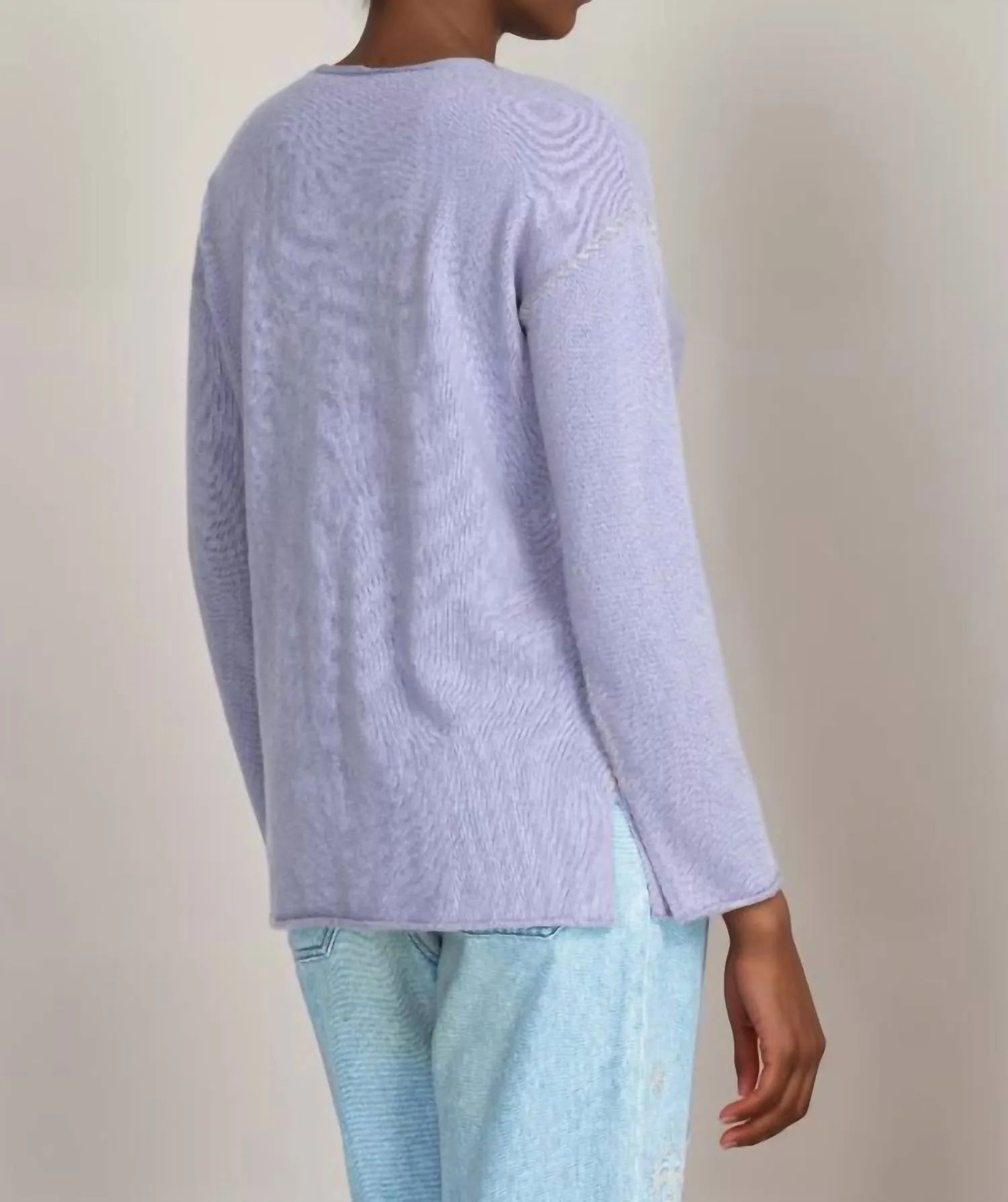 Amber Stitched Pullover In Lilac