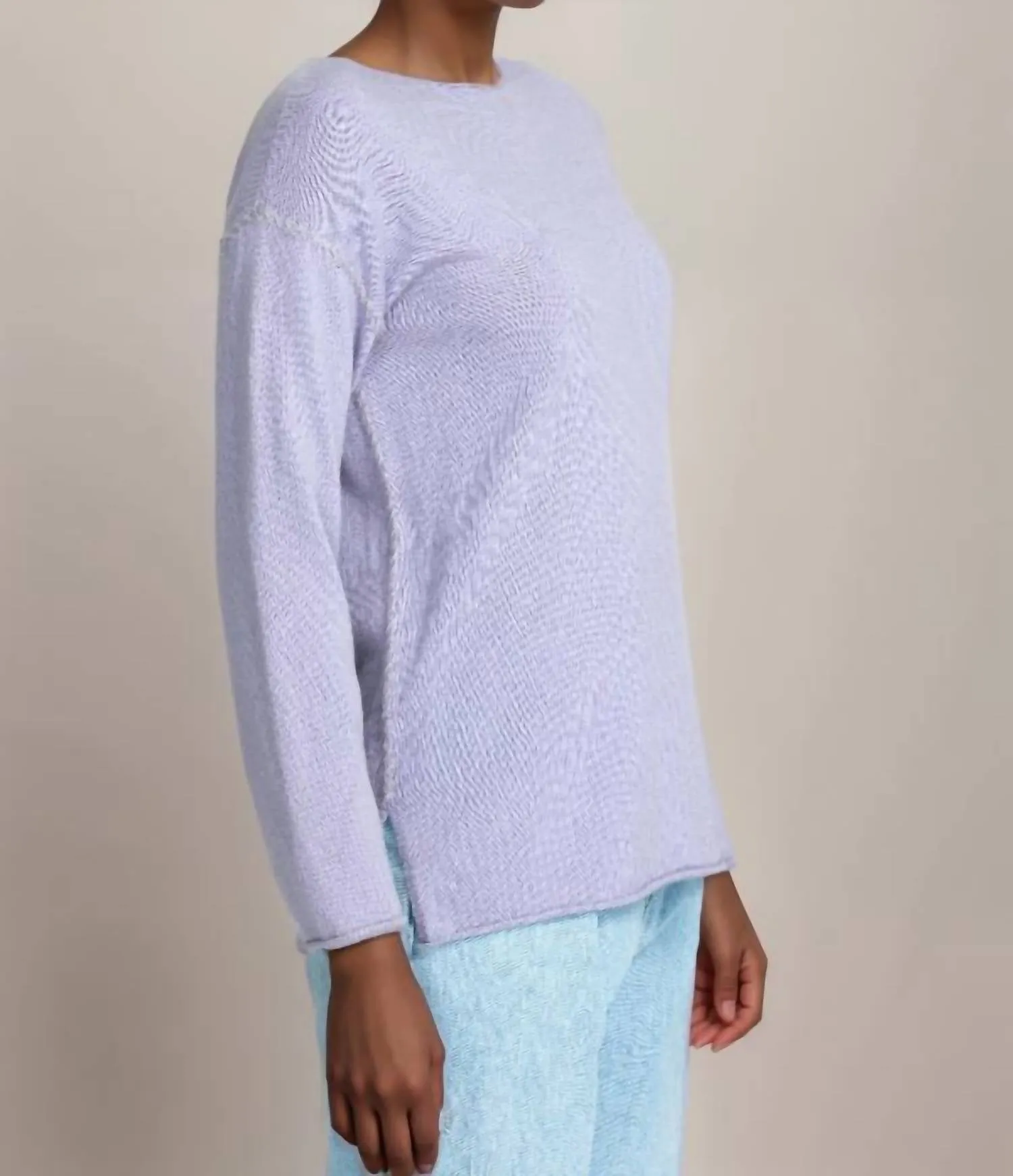 Amber Stitched Pullover In Lilac
