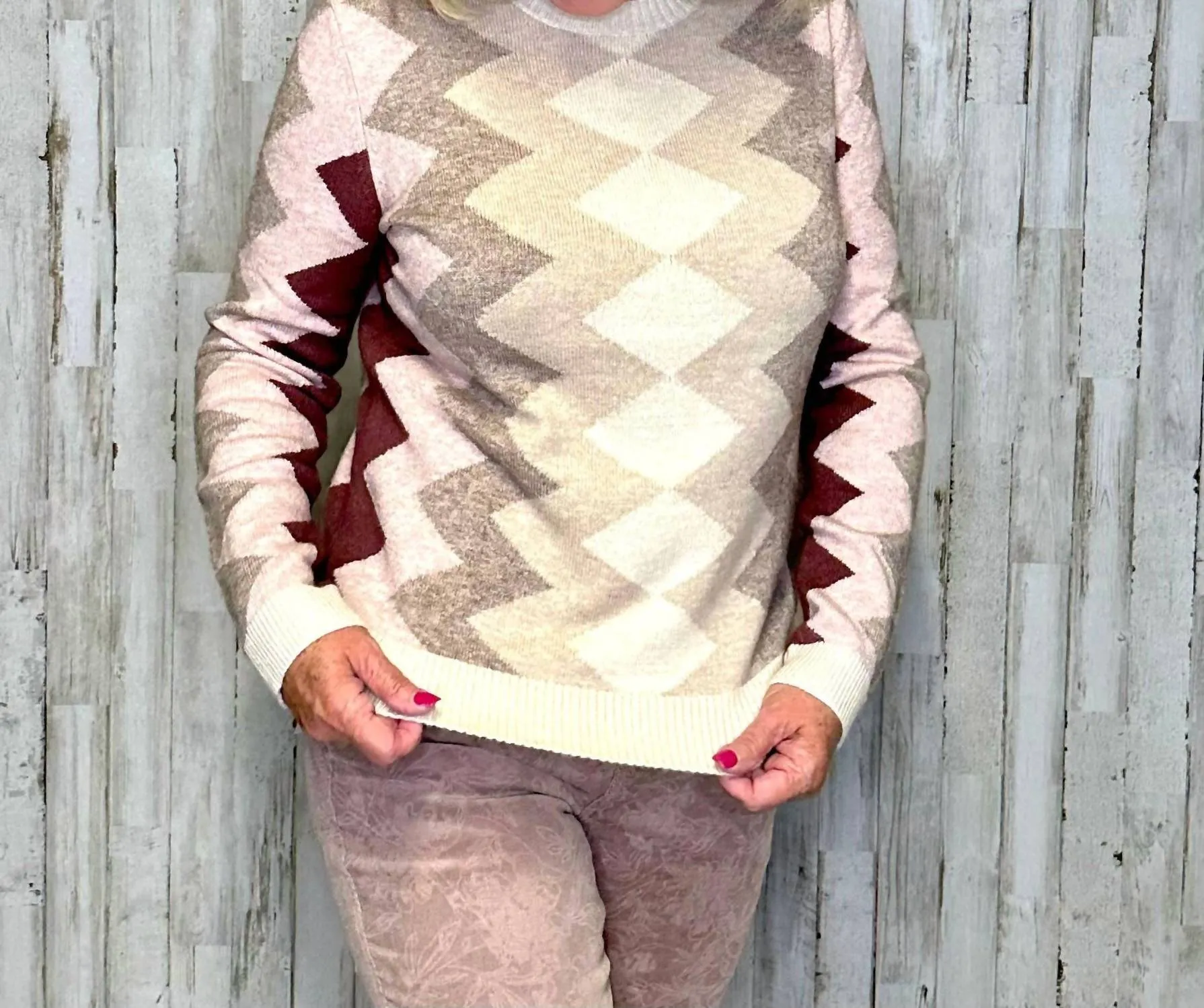 Anastasia Zig Zag Sweater In Powder