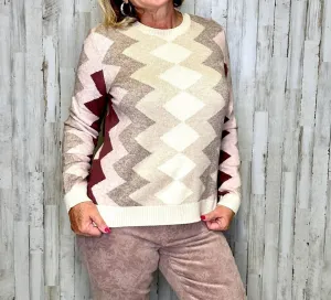 Anastasia Zig Zag Sweater In Powder