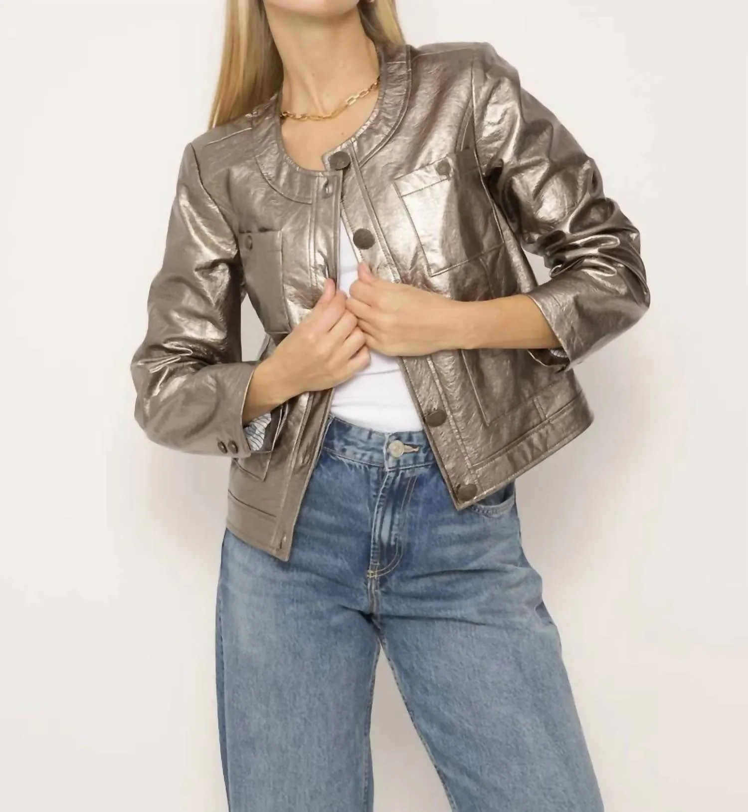 Arden Vegan Lady Jacket In Silver