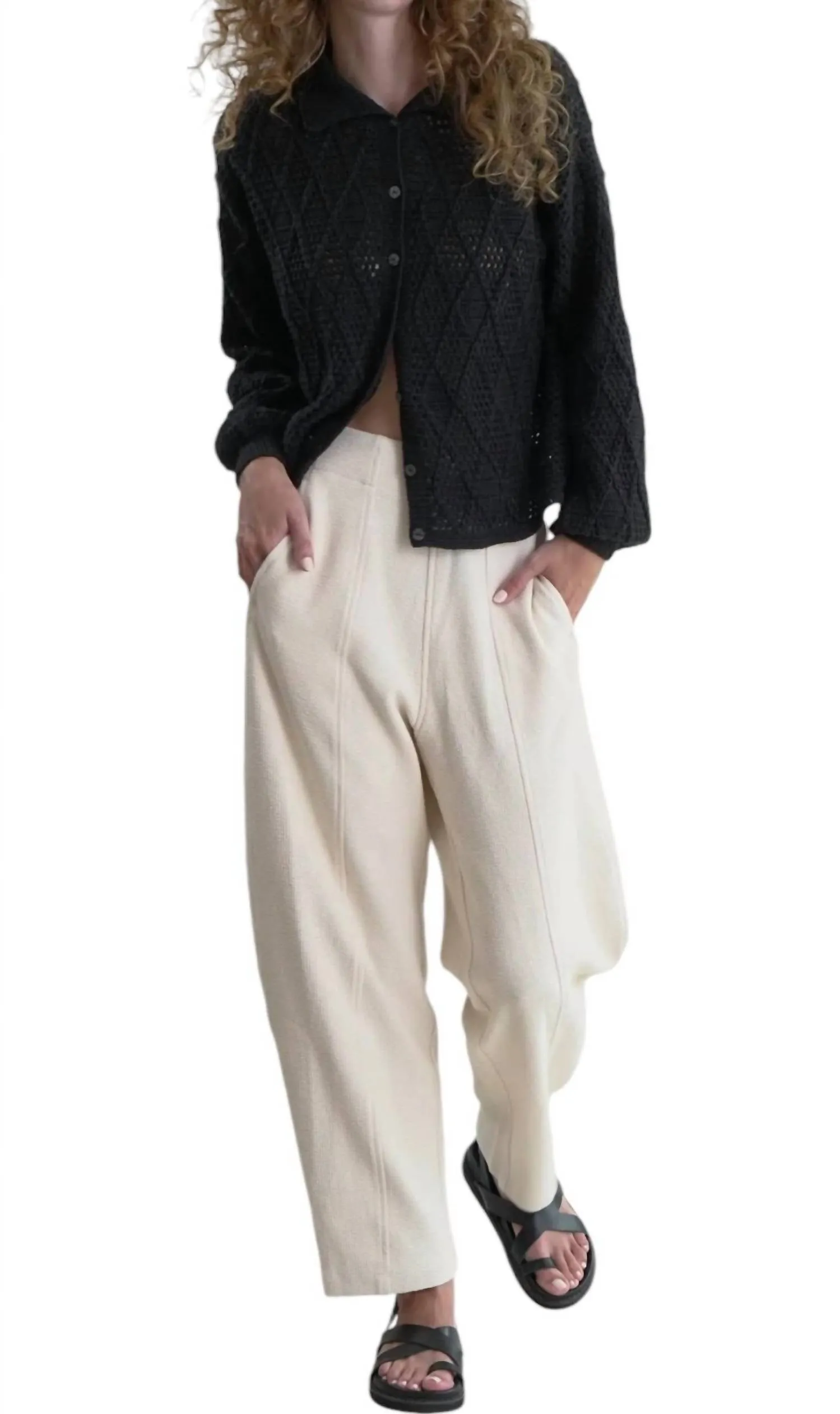 Argyle Polo Cardigan In Black