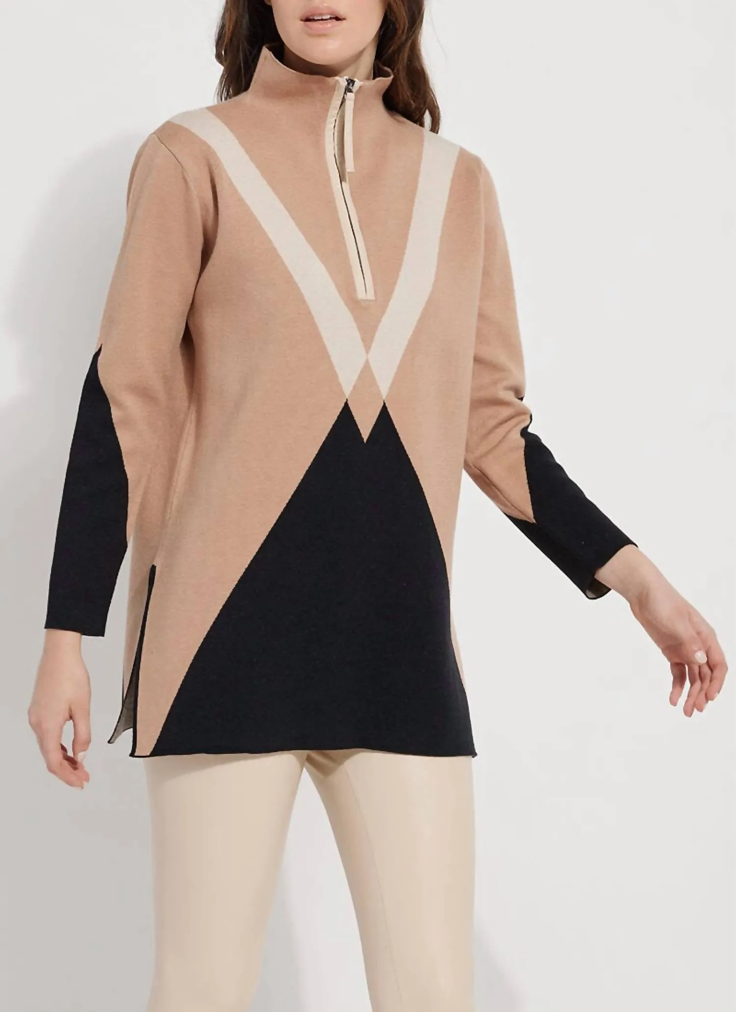 Argyle Quarter Zip Pullover In Placed Argyle Placed Argyle