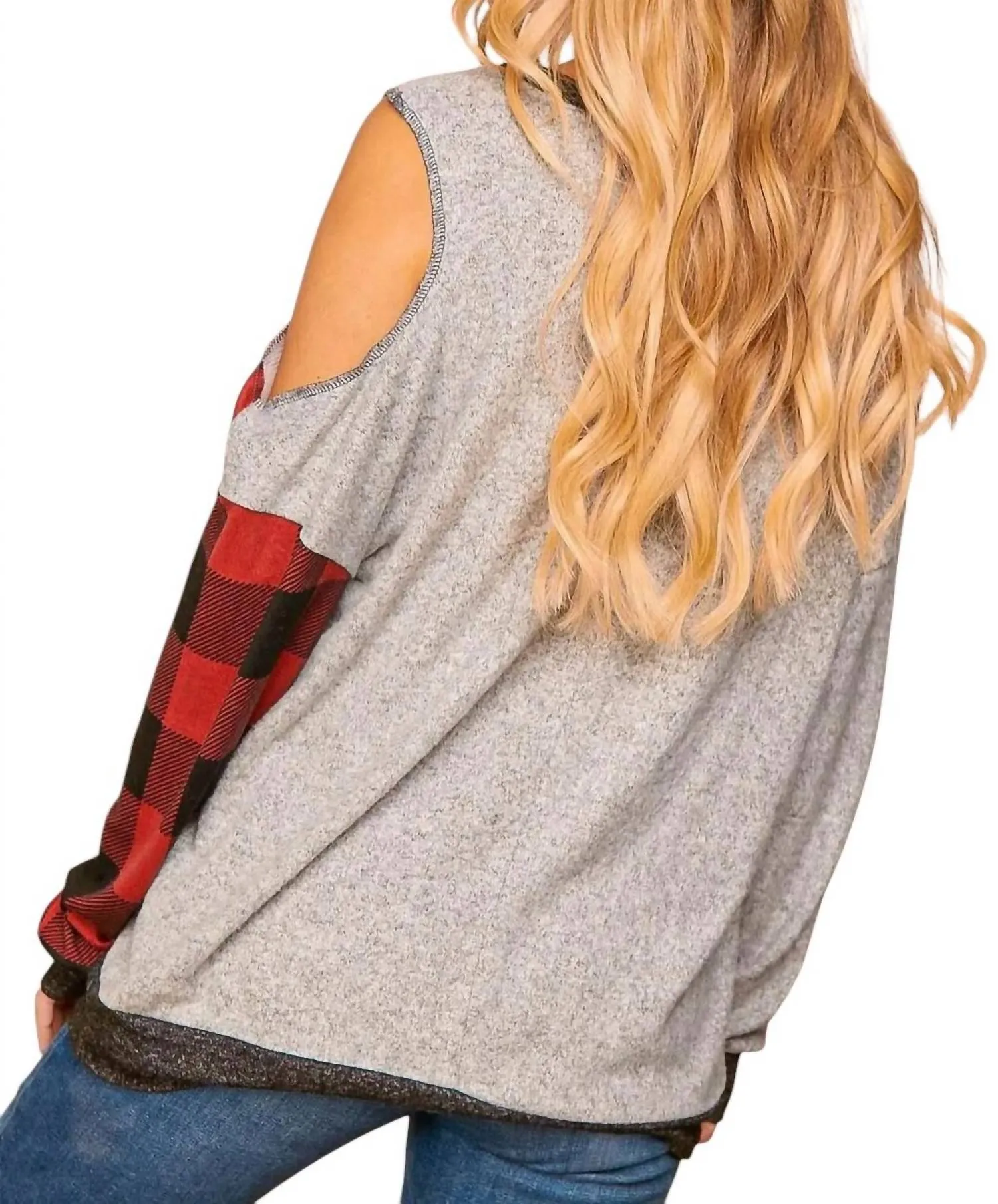 Asymmetrical Cold Shoulder Sweater In Grey