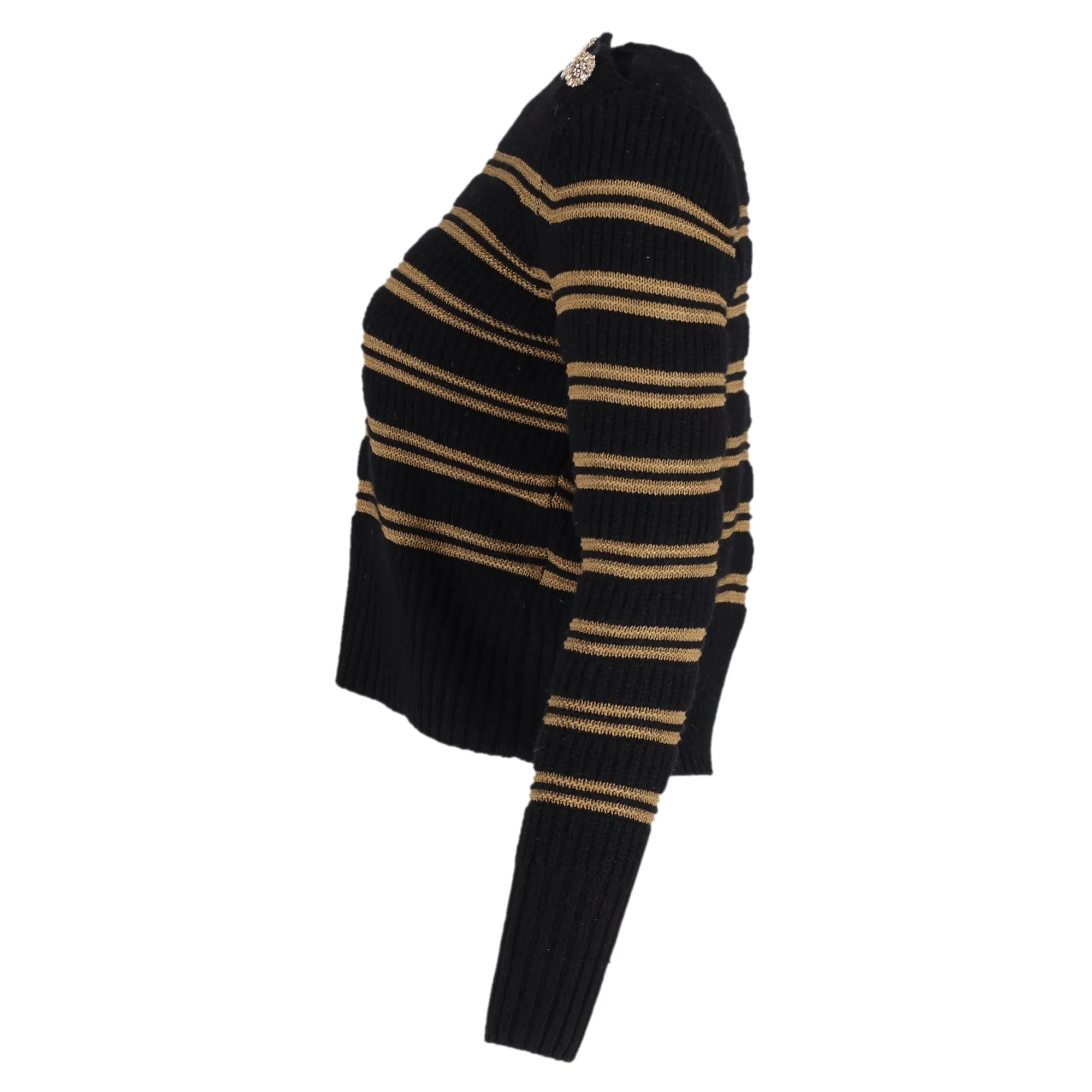 Ba&Sh Striped Sweater in Black Wool