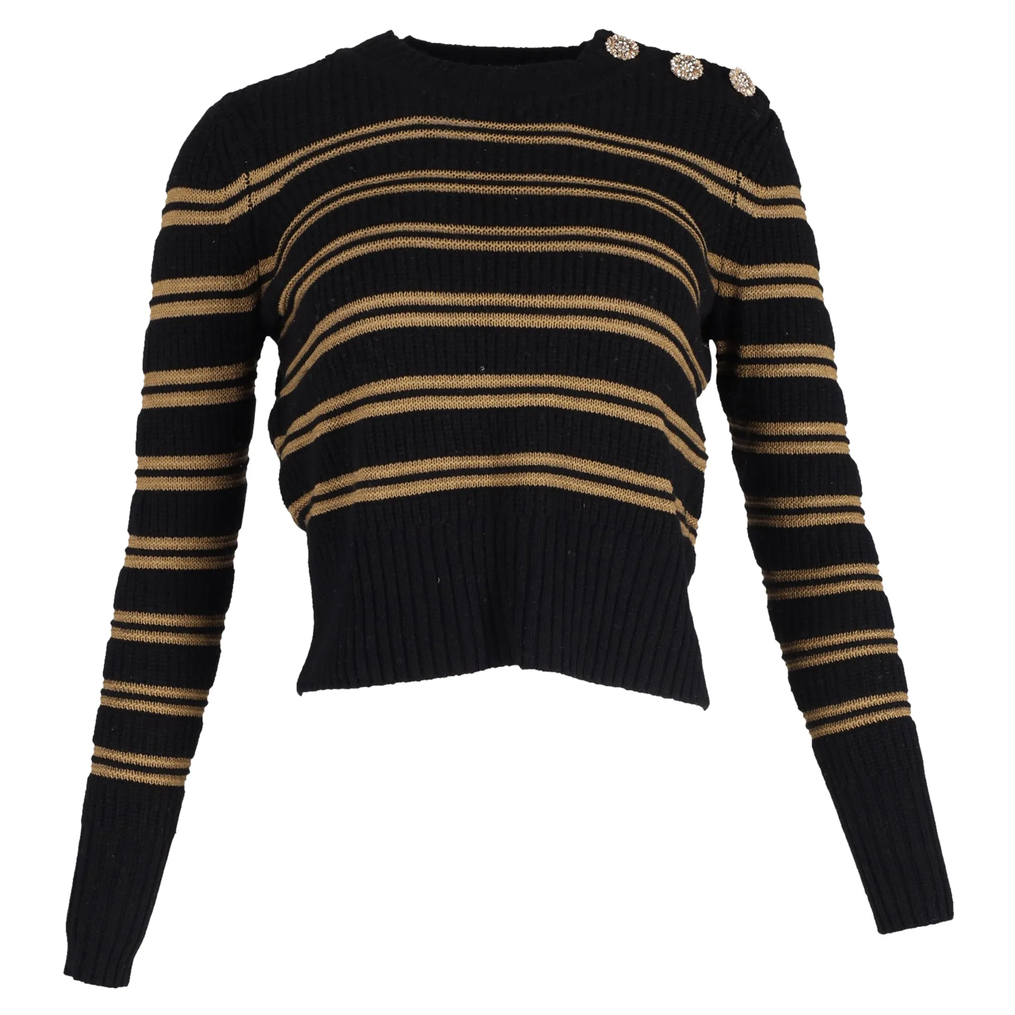 Ba&Sh Striped Sweater in Black Wool