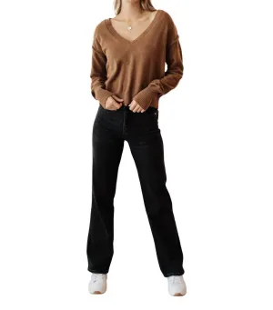Back To Life V-Neck Sweater In Mocha