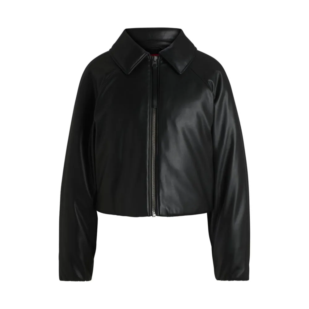 Balloon-shape jacket in padded faux leather