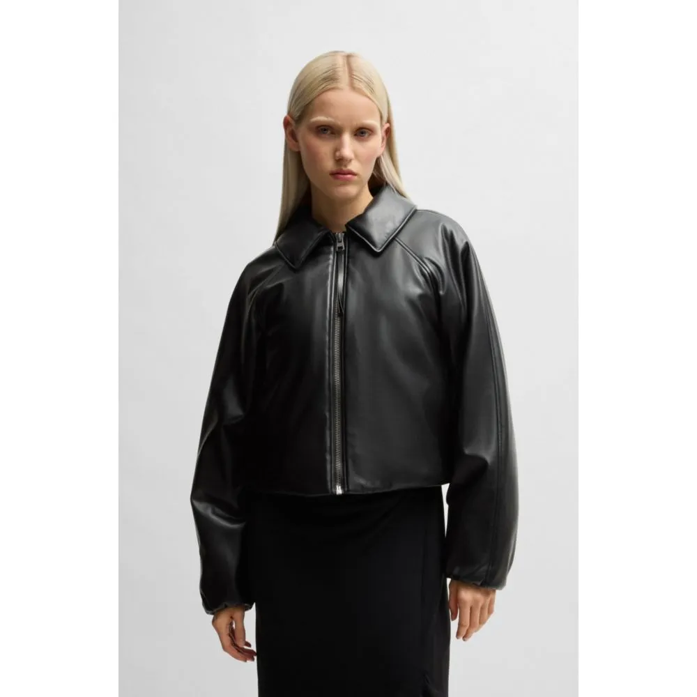 Balloon-shape jacket in padded faux leather