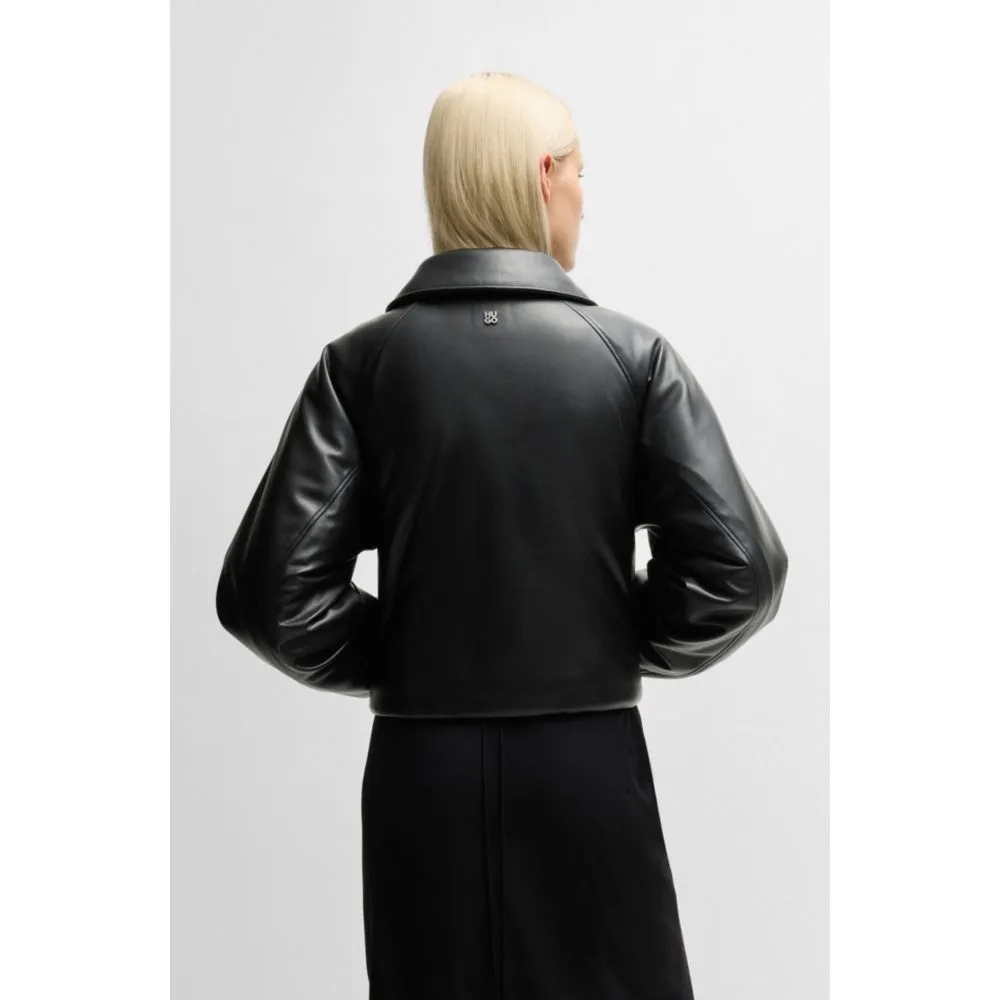 Balloon-shape jacket in padded faux leather