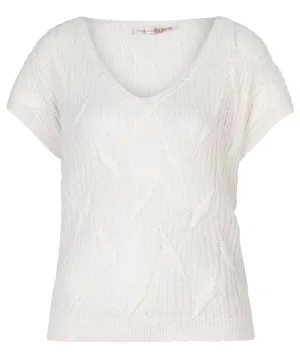 Batwing Short Sleeve Sweater Top In Off White