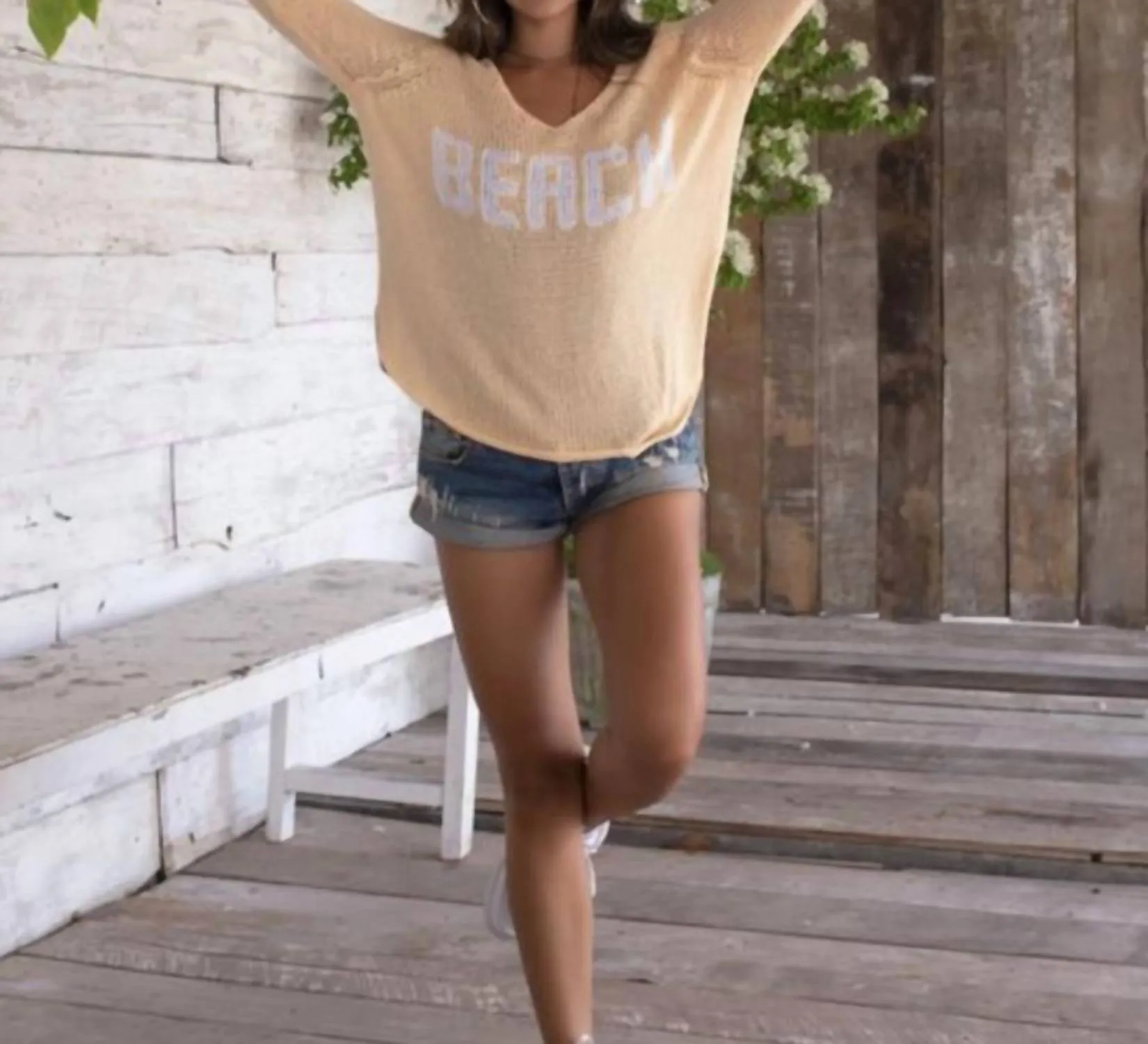 Beach Cotton Sweater In Tuscan Sun
