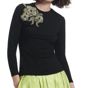 Bead Rasette Sweater In Black Multi