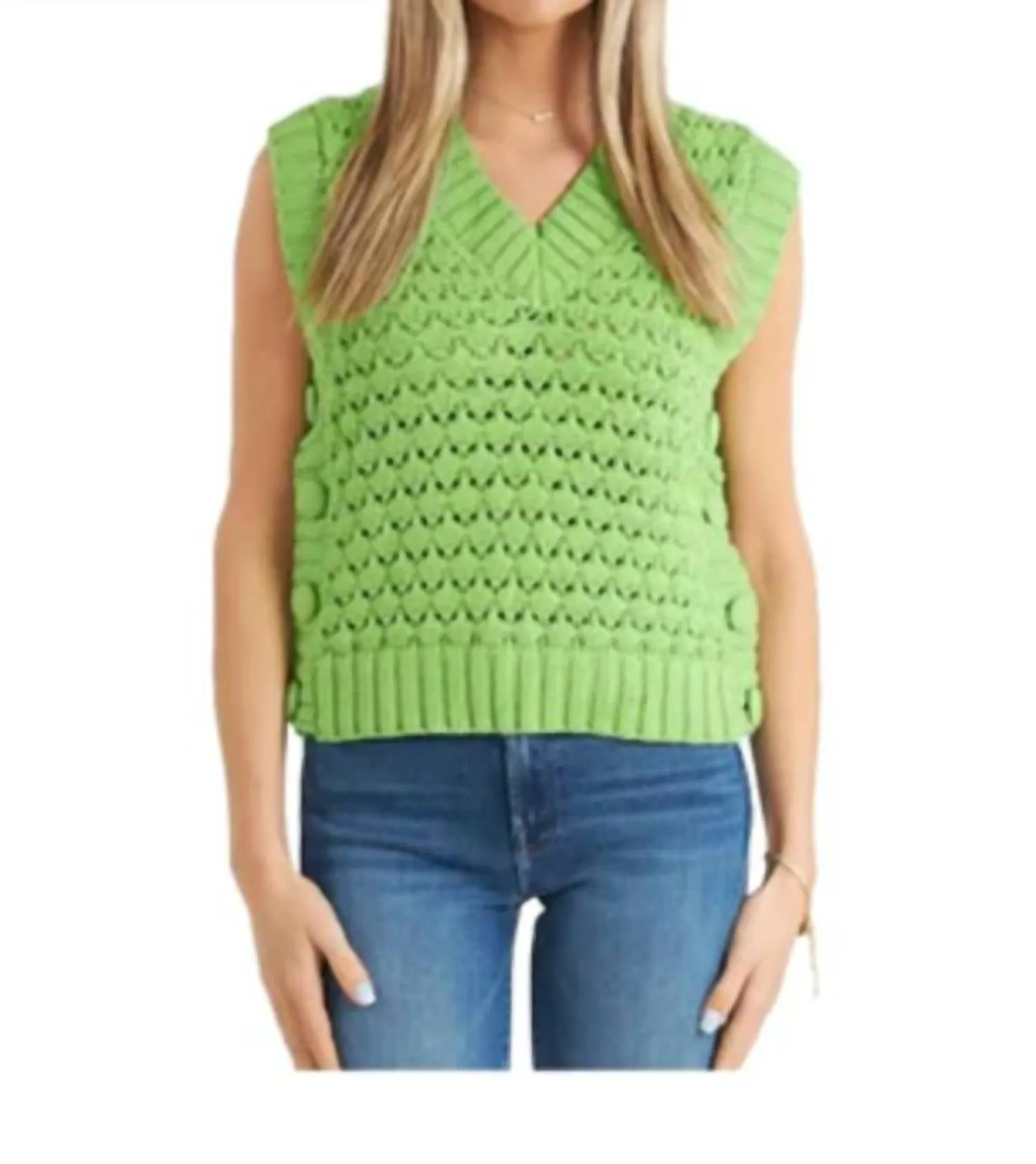 Beckmann Knitted Vest In Apple Green