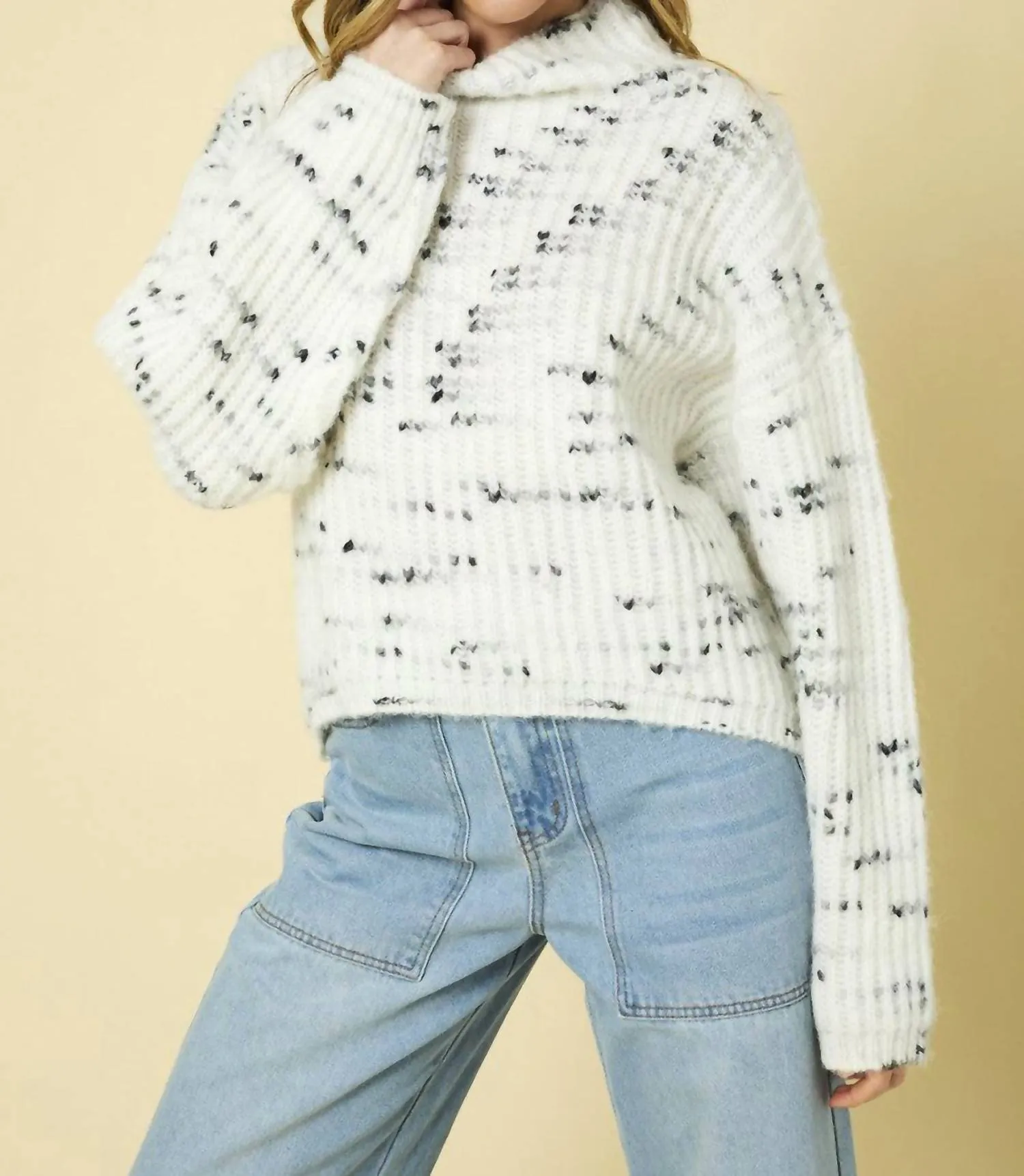 Blizzard Polar Neck Sweater In White