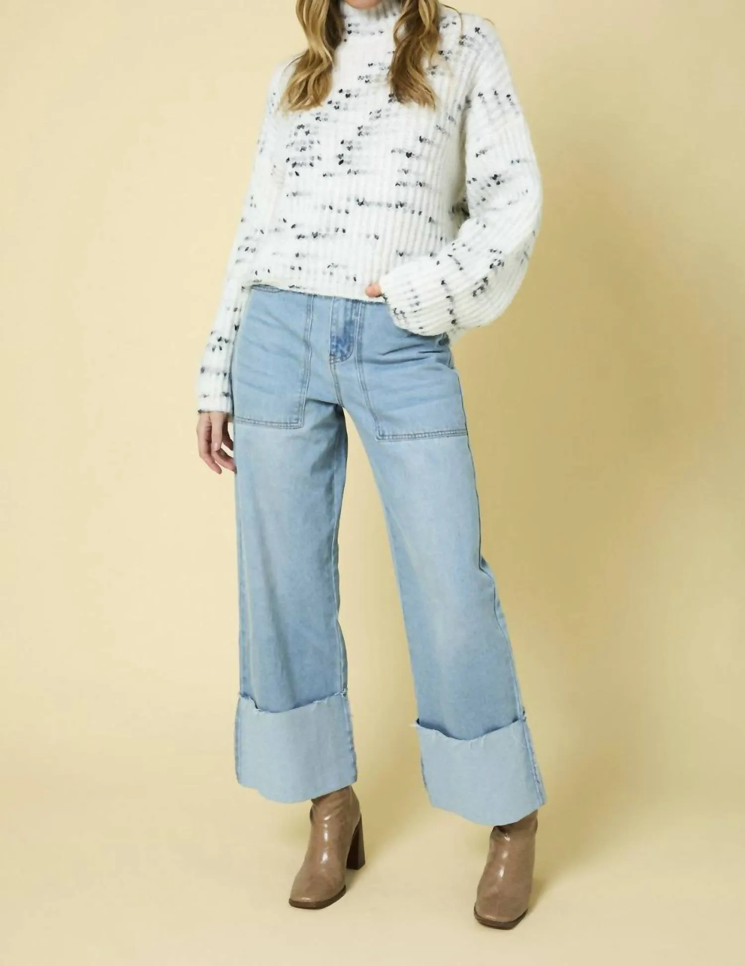 Blizzard Polar Neck Sweater In White